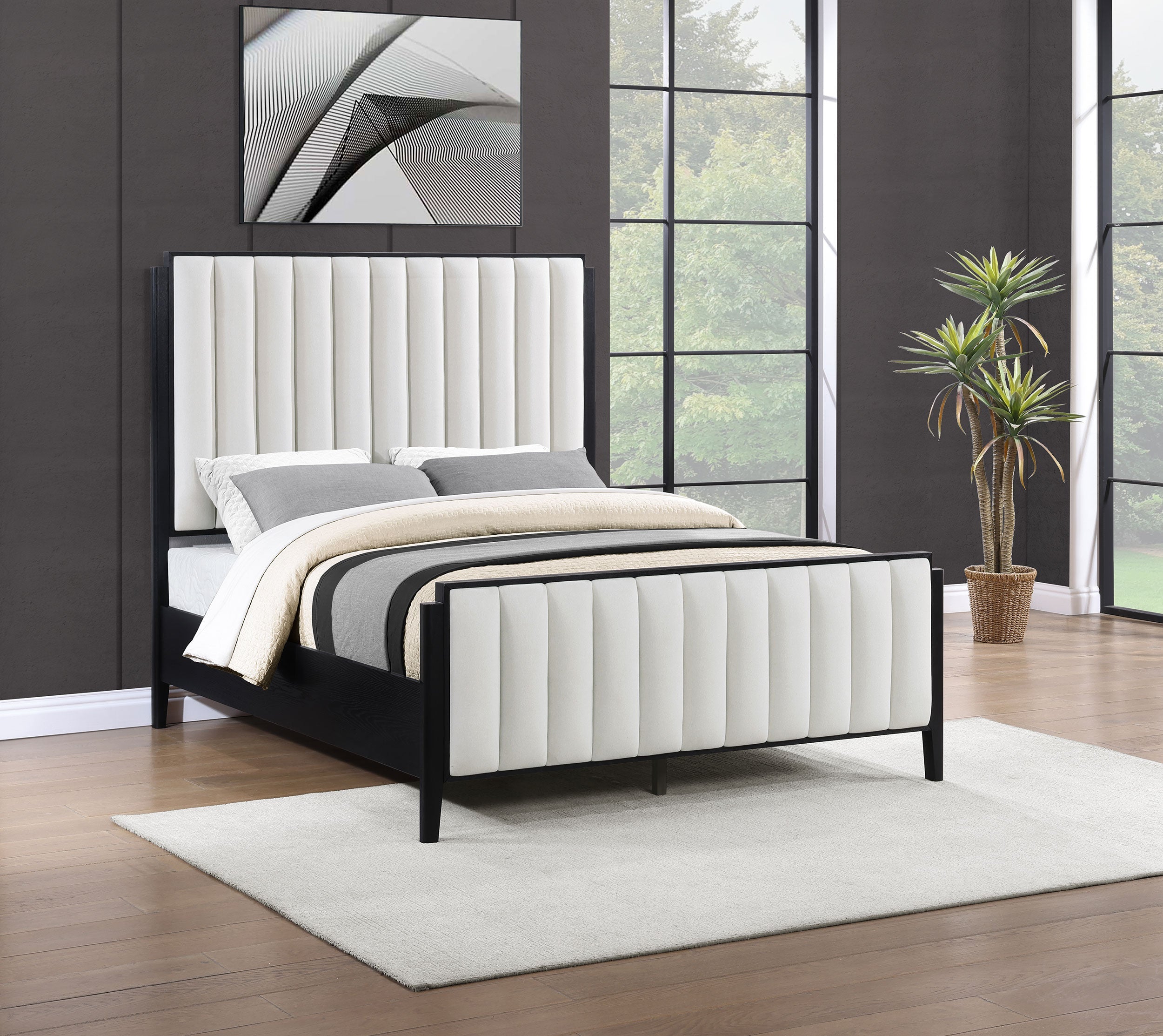 Brookmead 60-inch Upholstered  Bed Black