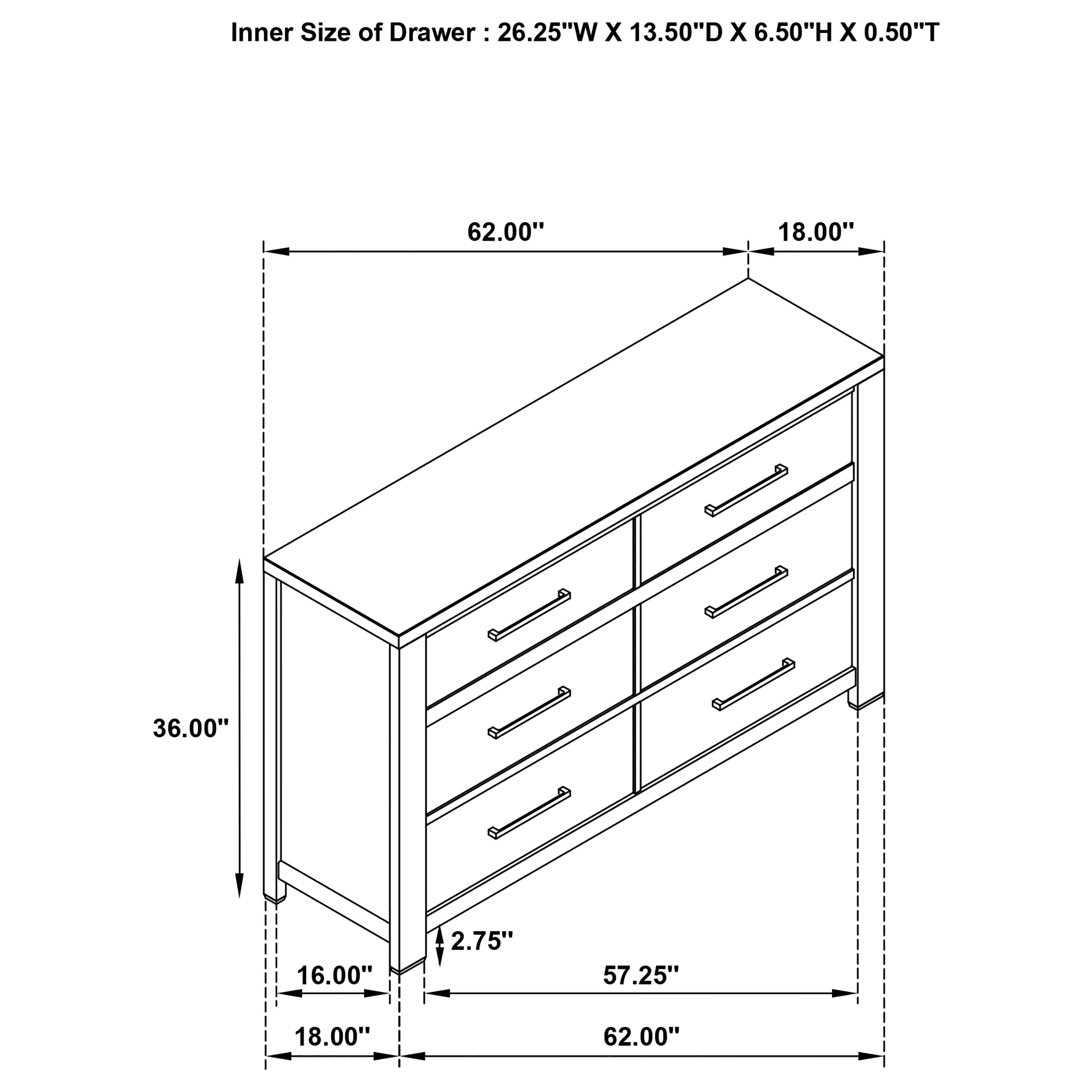 Kieran 6-drawer Bedroom Dresser with Mirror Grey