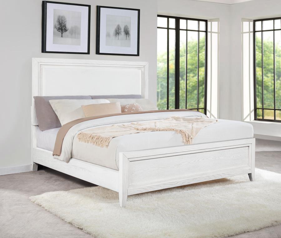 Marielle Upholstered Panel Bed Distressed