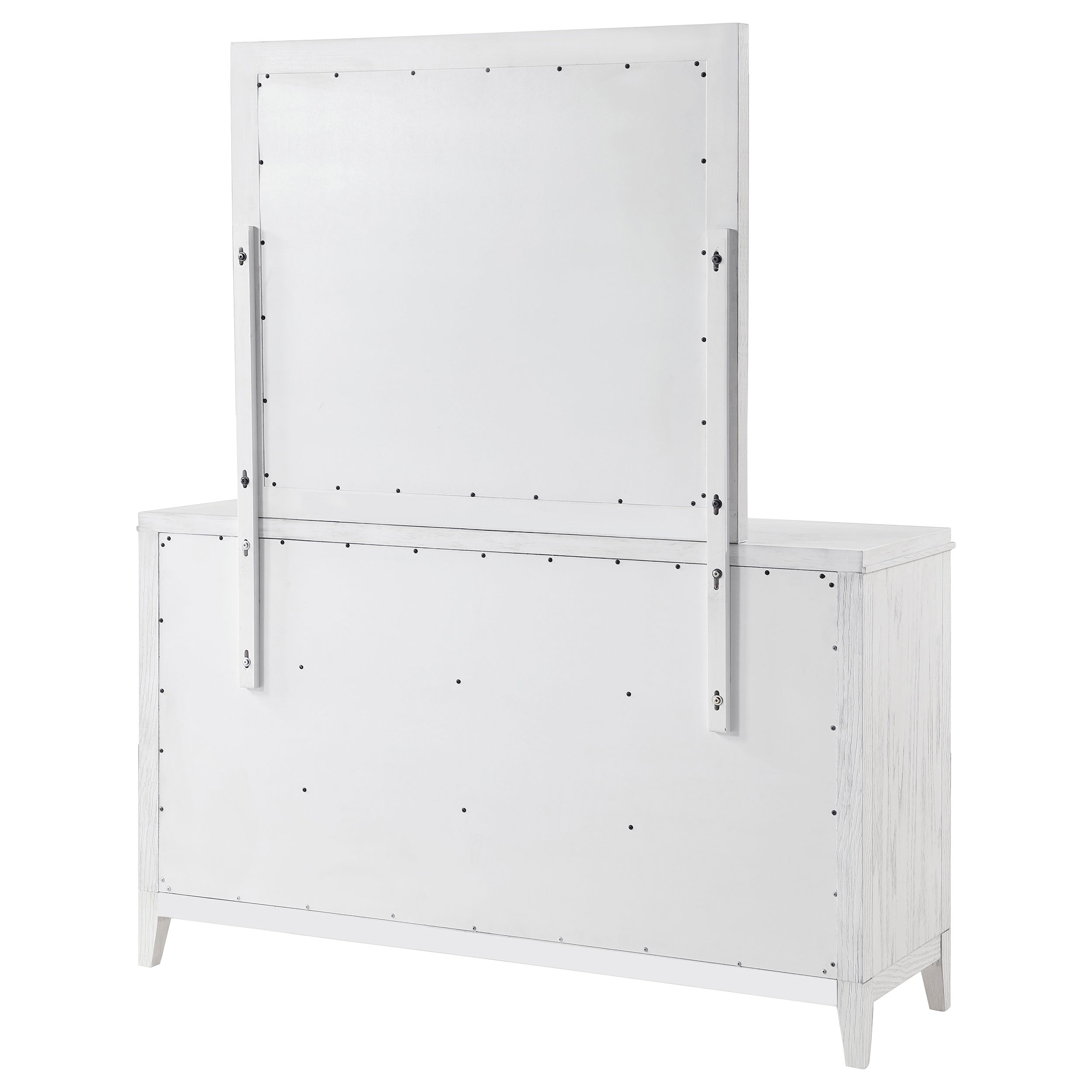 Marielle 6-drawer Dresser with Mirror Distressed White