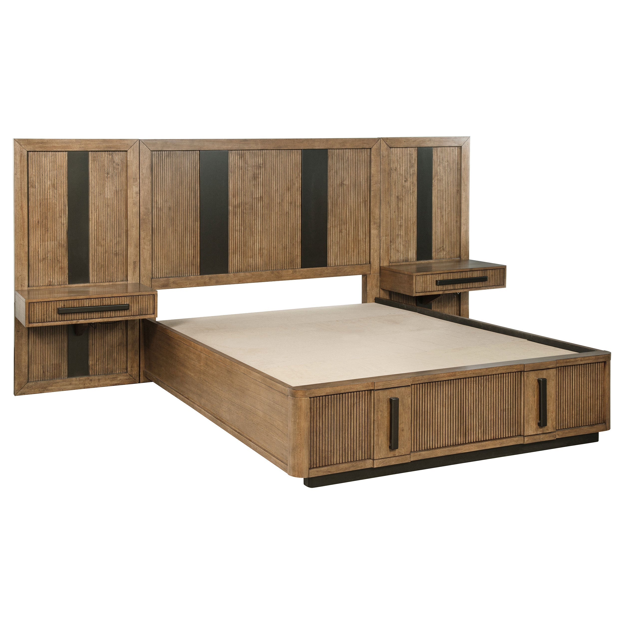 Terrace Queen Wall Panel Storage Bed Ash Brown