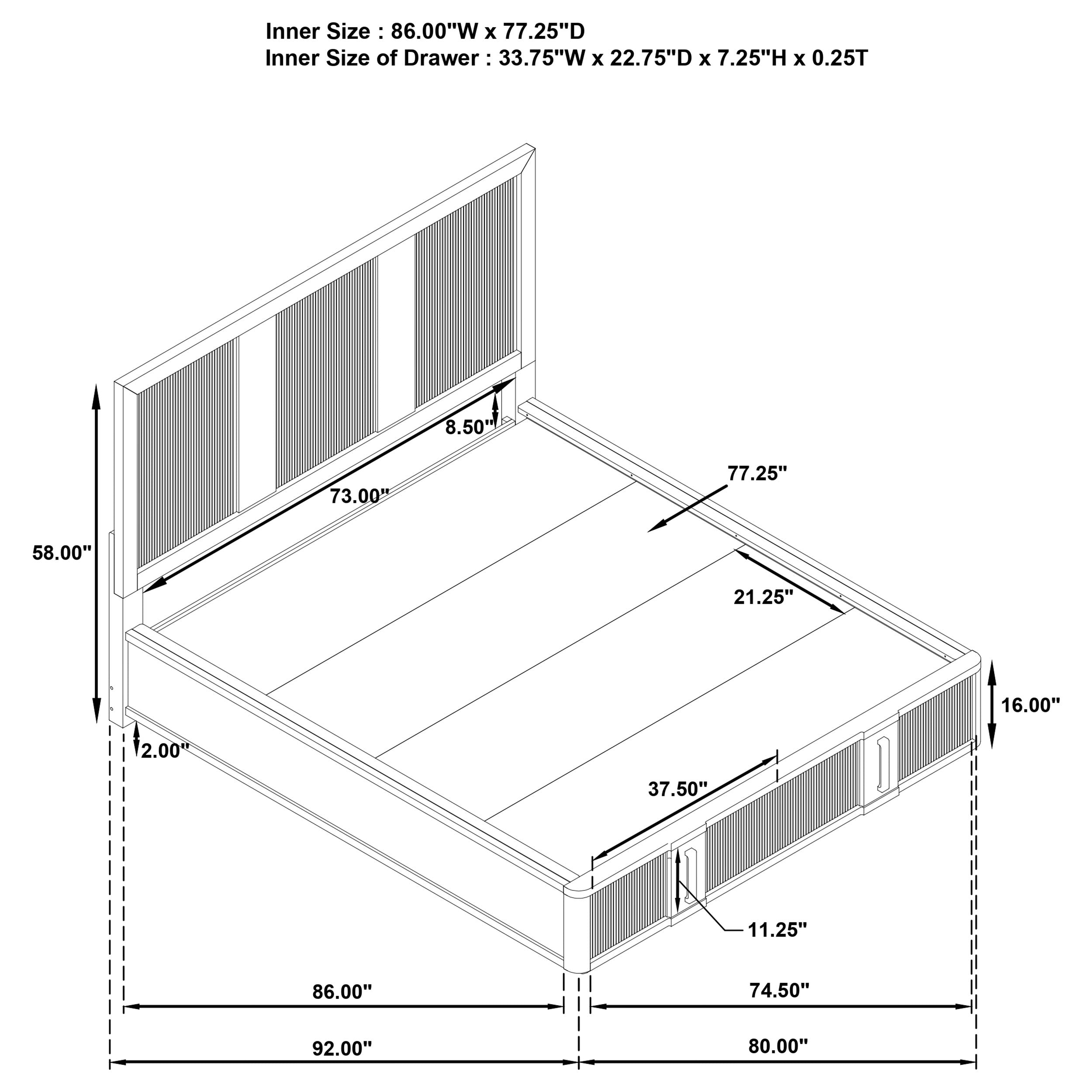 Terrace 2-drawer Queen Storage Bed Ash Brown