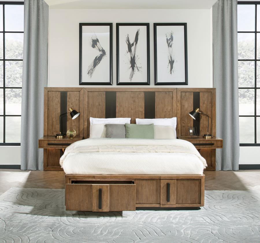 Terrace Wall Panel Storage Bed Ash Brown