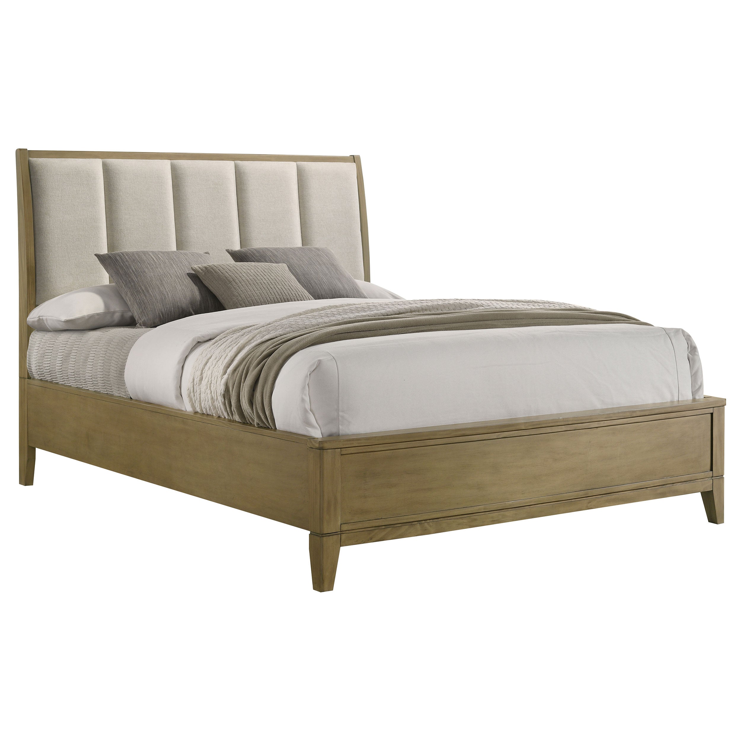 Granada Upholstered  Panel Bed Natural Pine