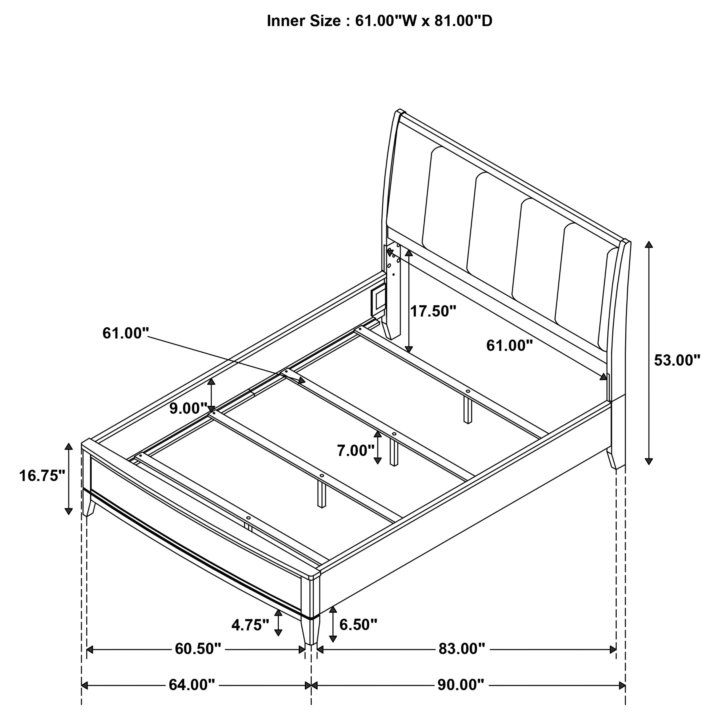 Granada Upholstered  Panel Bed Natural Pine