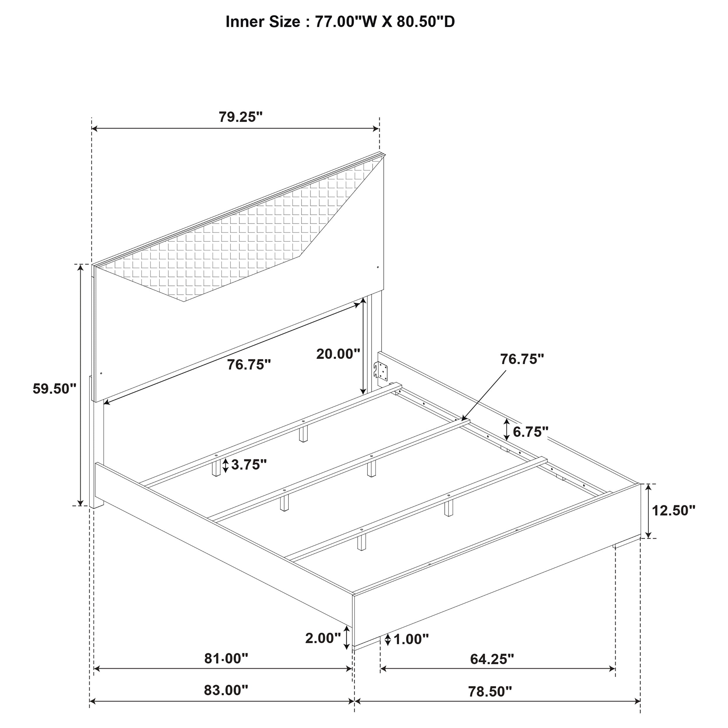 Ives  Panel Bed LED Headboard White High Gloss