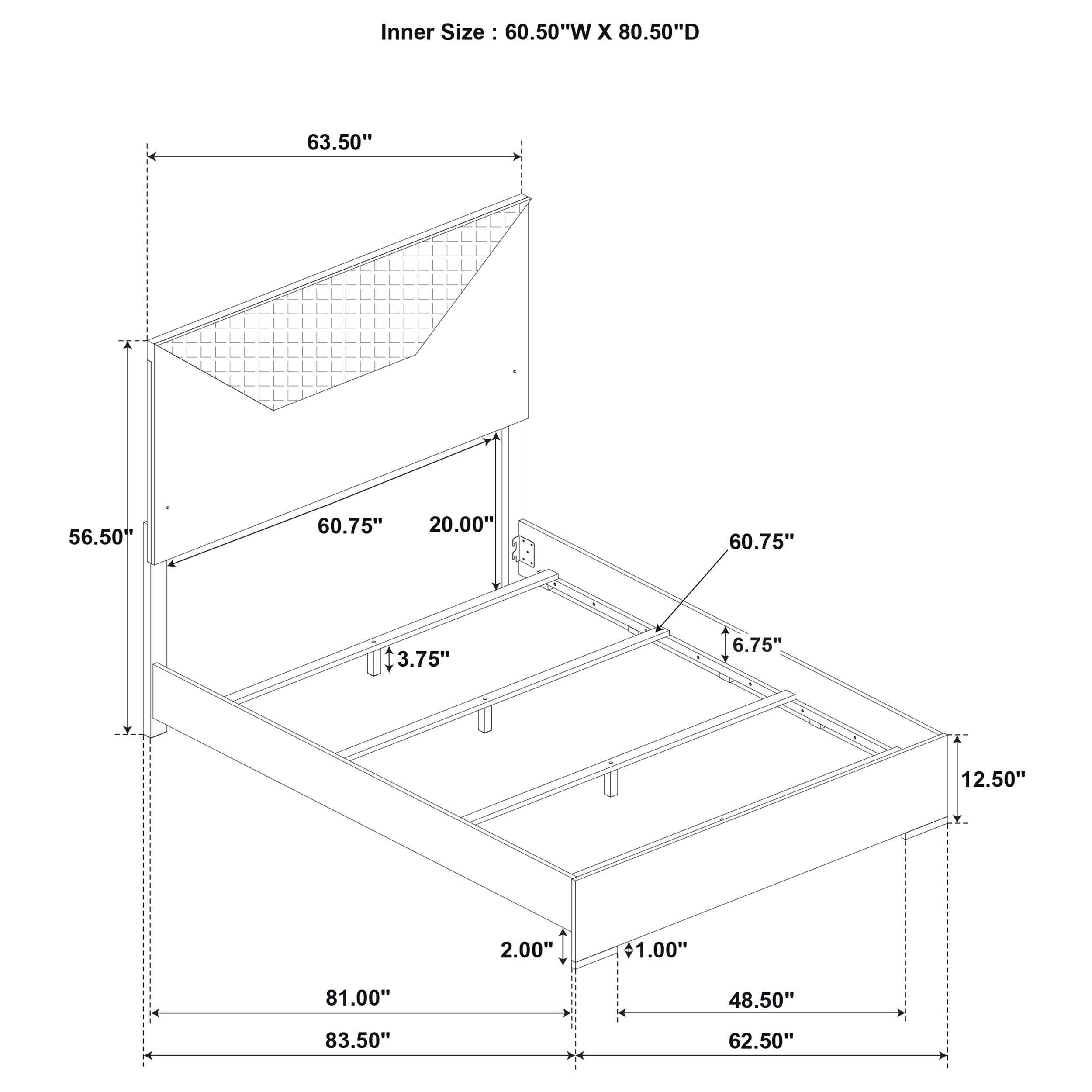 Ives  Panel Bed LED Headboard White High Gloss