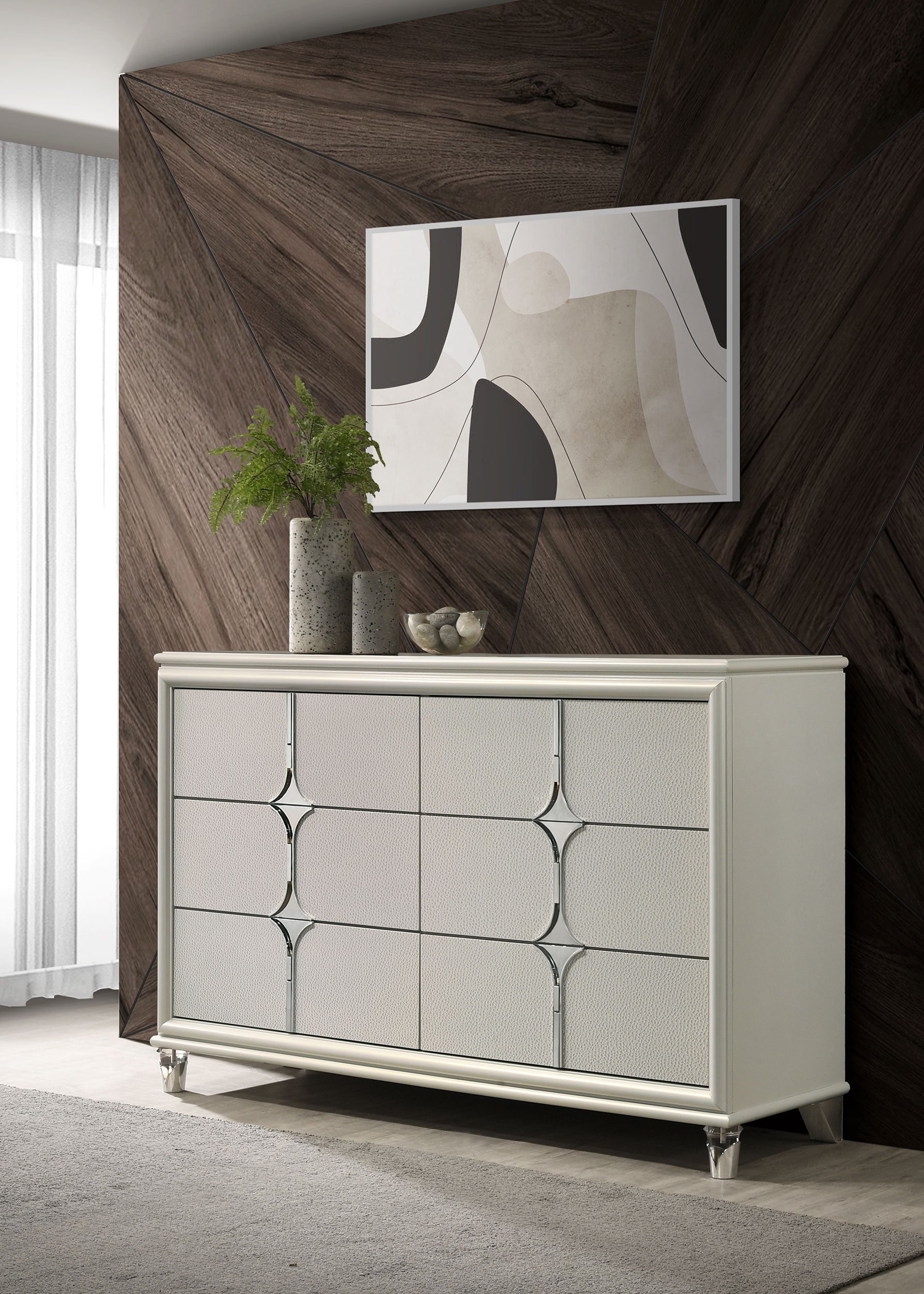 Olivia 6-drawer Dresser Cabinet Pearl White