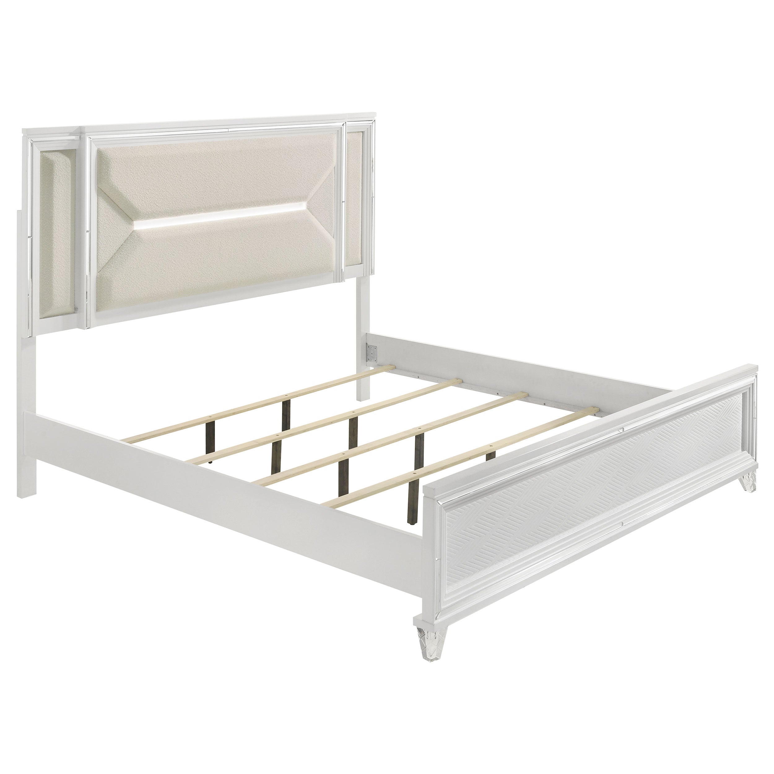 Marmore 64-inch  Panel Bed LED Headboard White