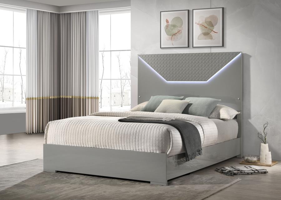 Ives Panel Bed LED Headboard High Gloss