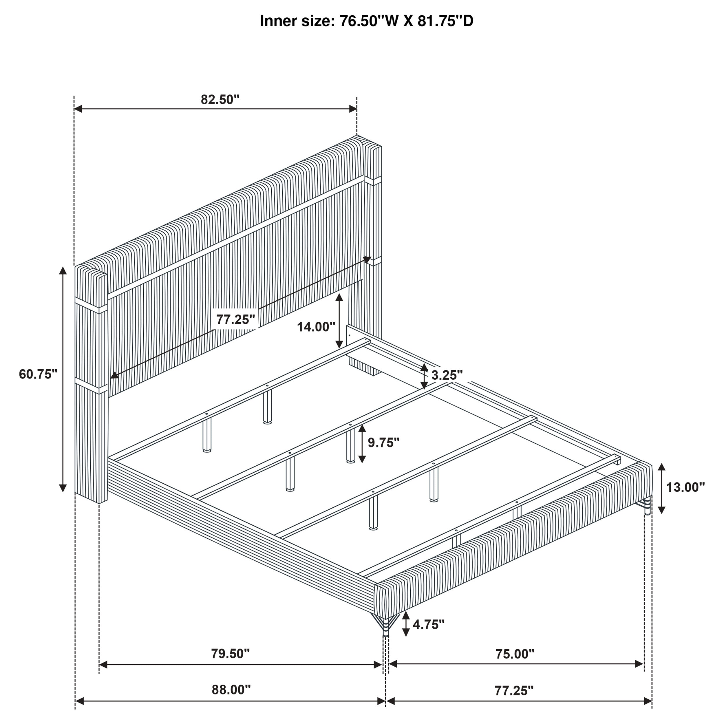 Lucia 61-inch Upholstered  Panel Bed Grey