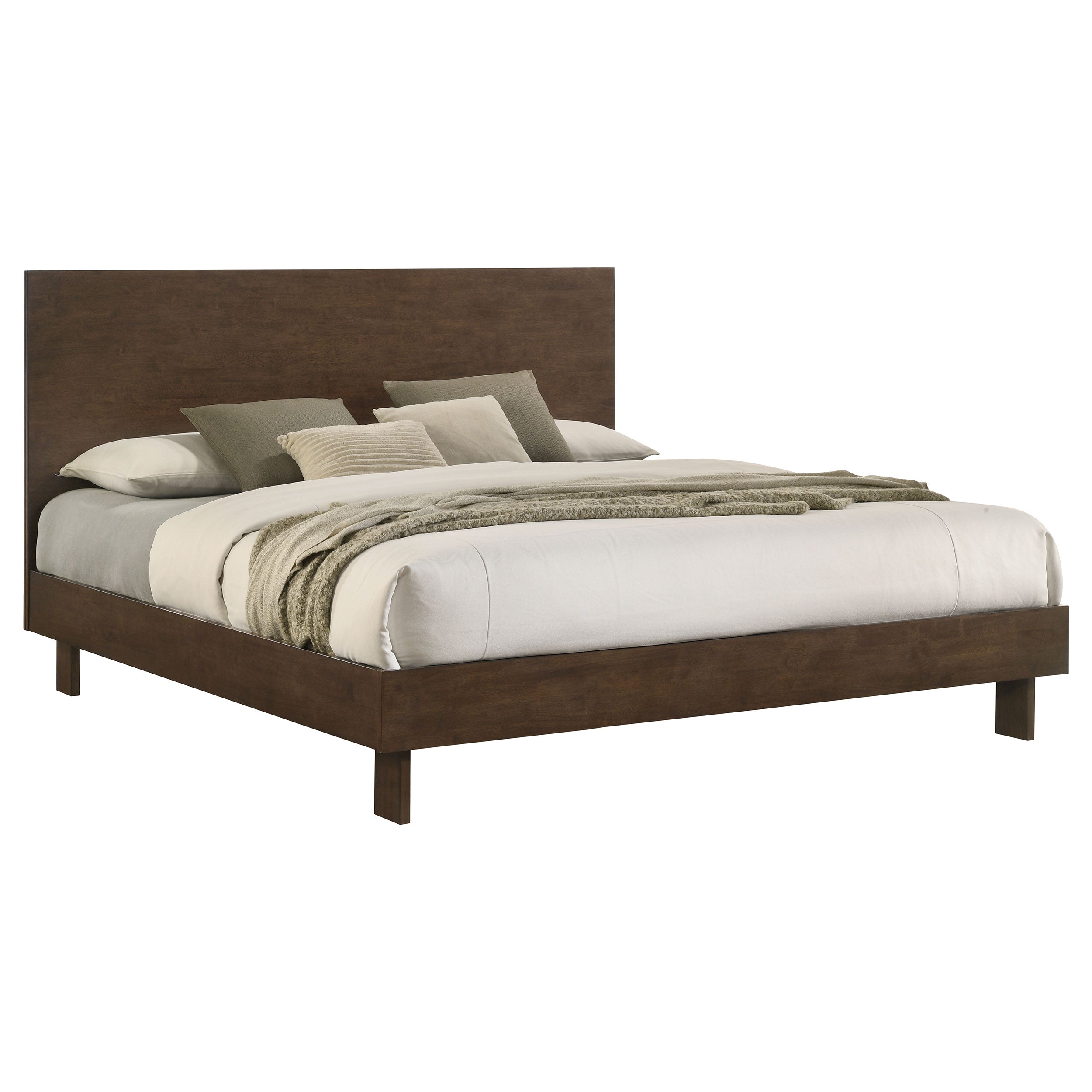 Glenwood 48-inch Queen Platform Panel Bed Warm Brown