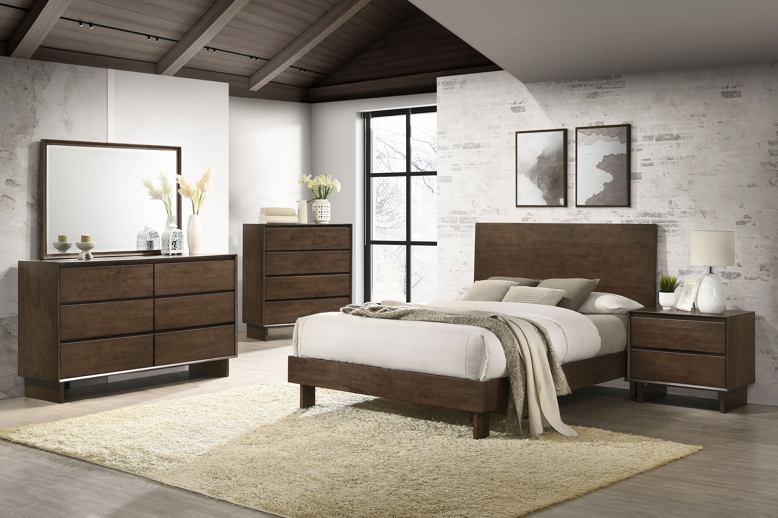 Glenwood 48-inch Platform Panel Bed Warm Brown