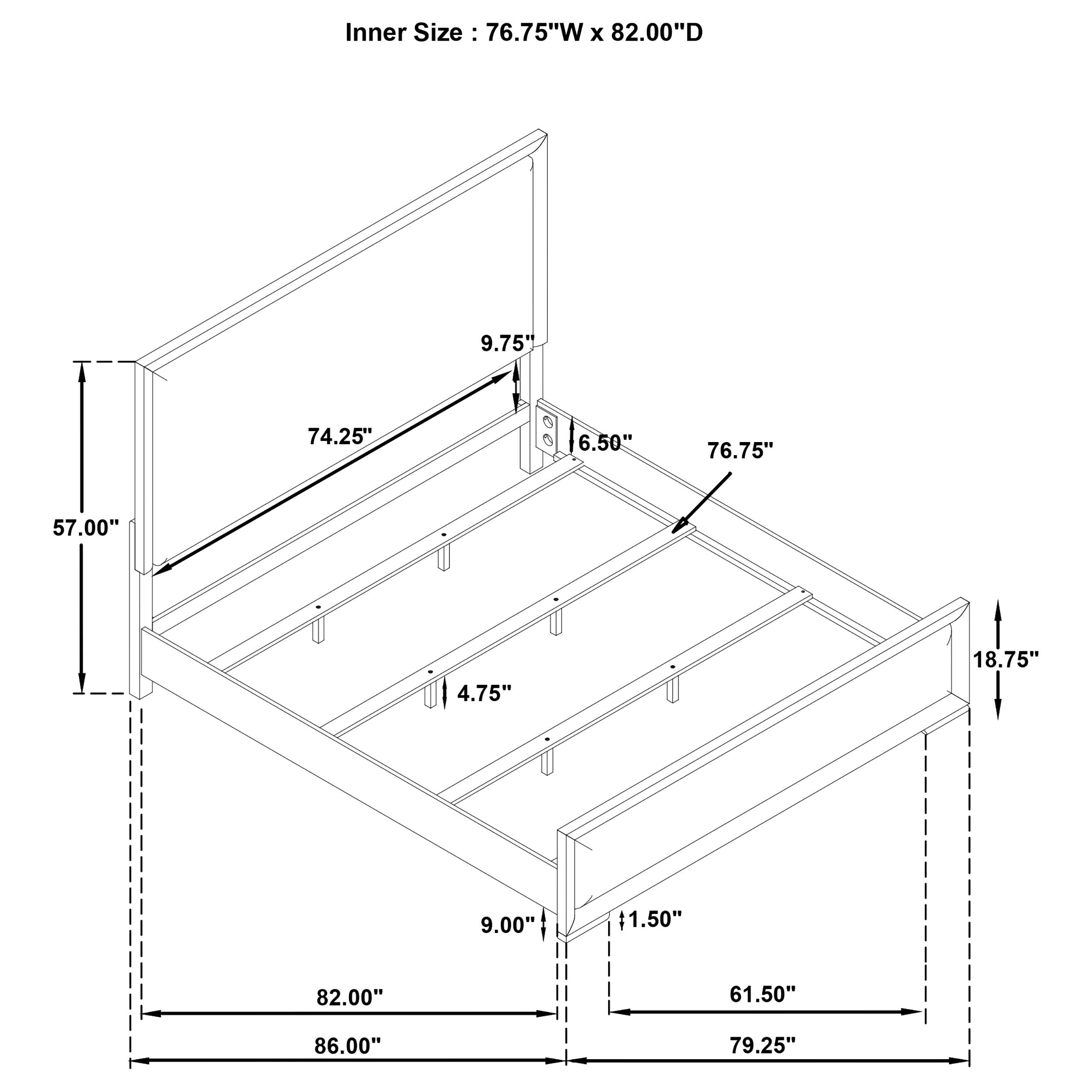 Gracemont 57-inch Panel Bed Grey and