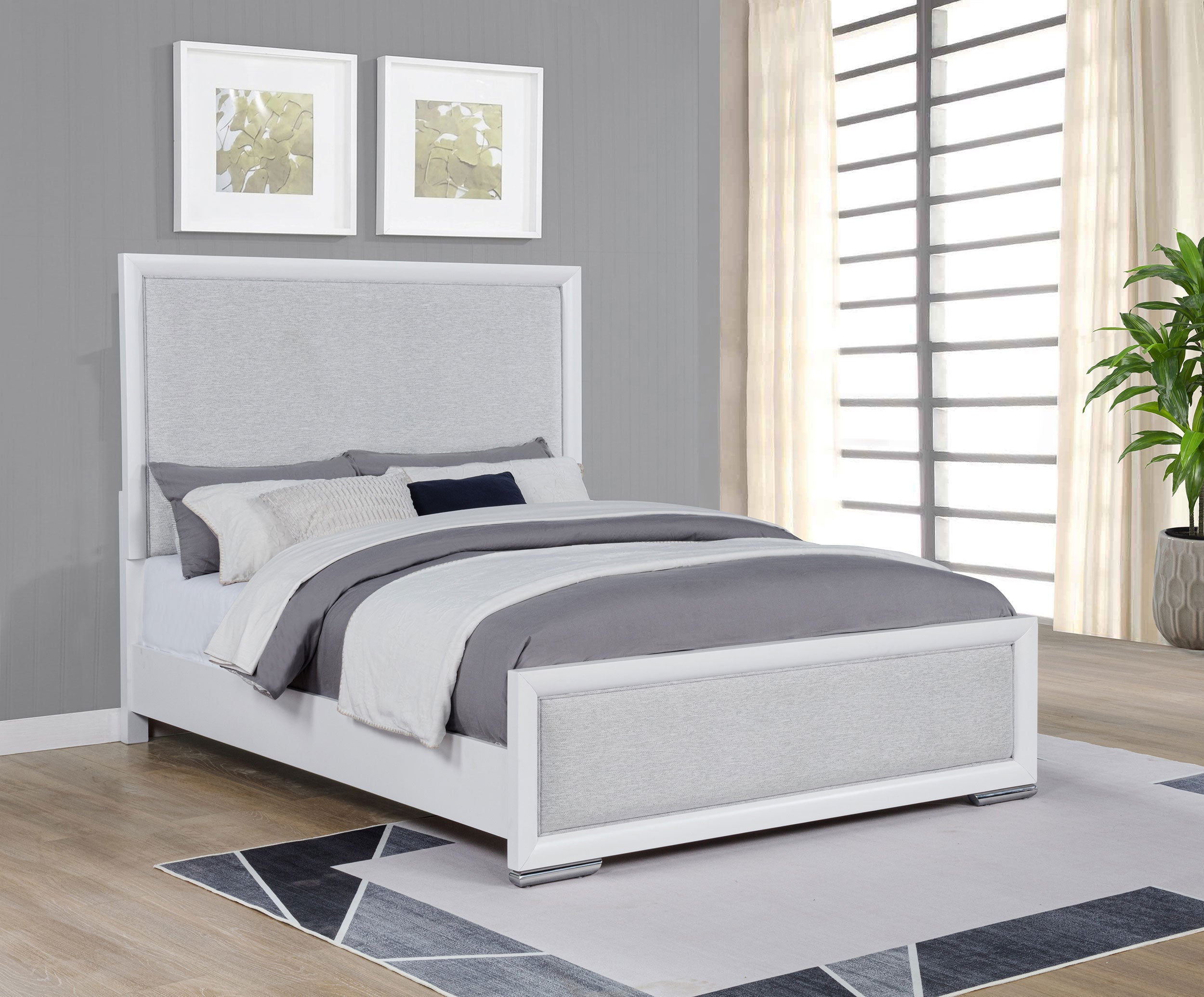 Gracemont 57-inch  Panel Bed Grey and White