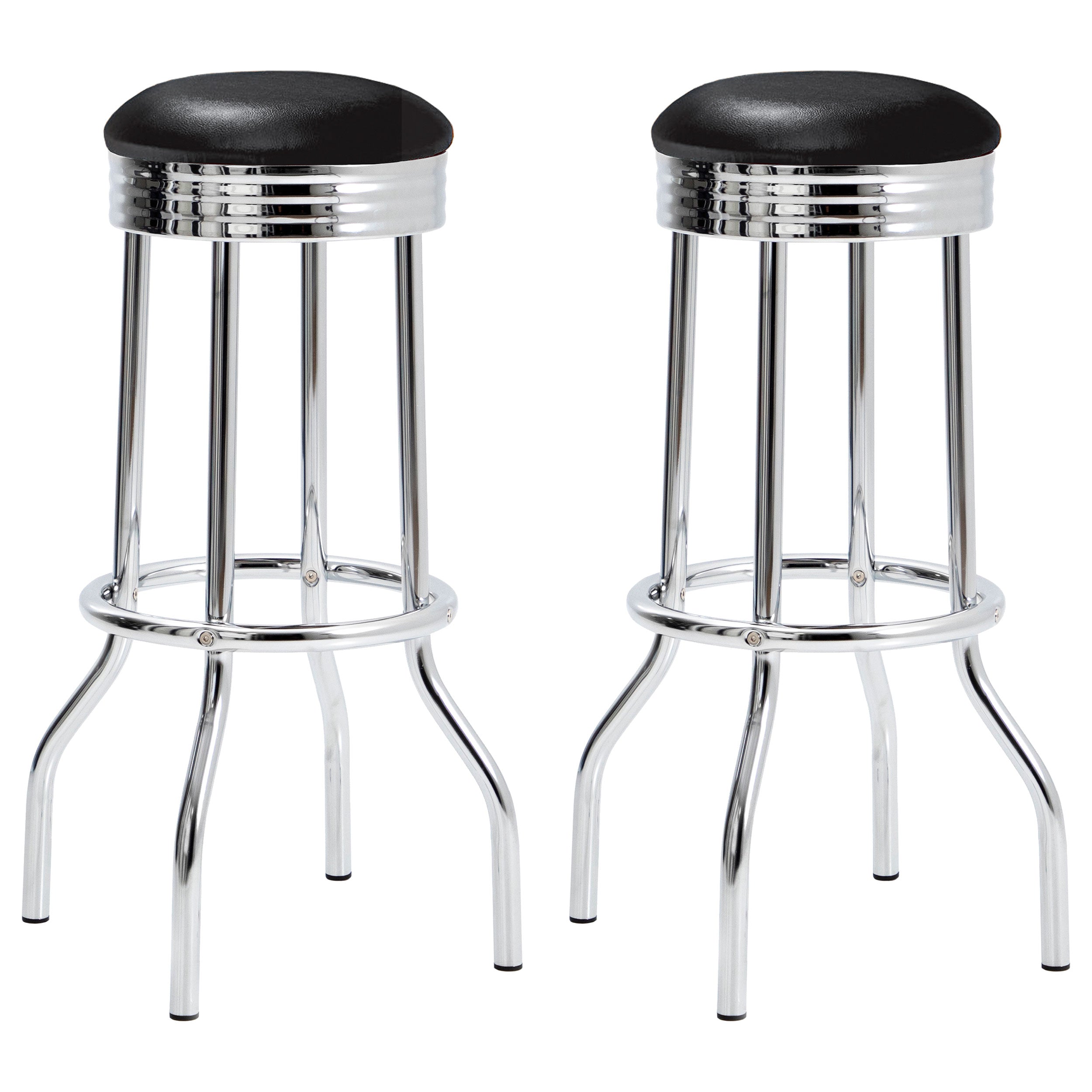 Theodore Upholstered Top Bar Stools White and Chrome (Set of 2)