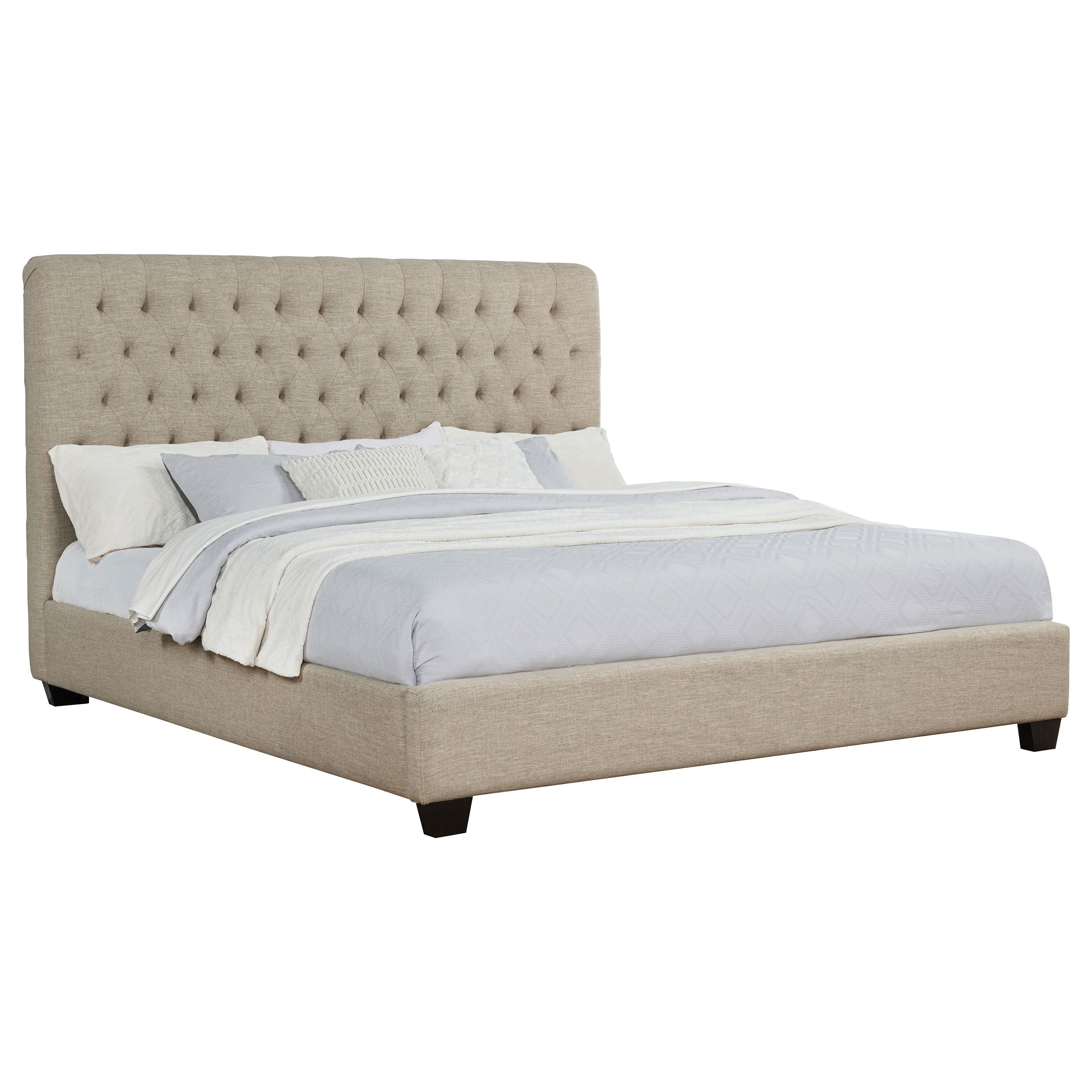 Chloe Upholstered California King Panel Bed Oatmeal
