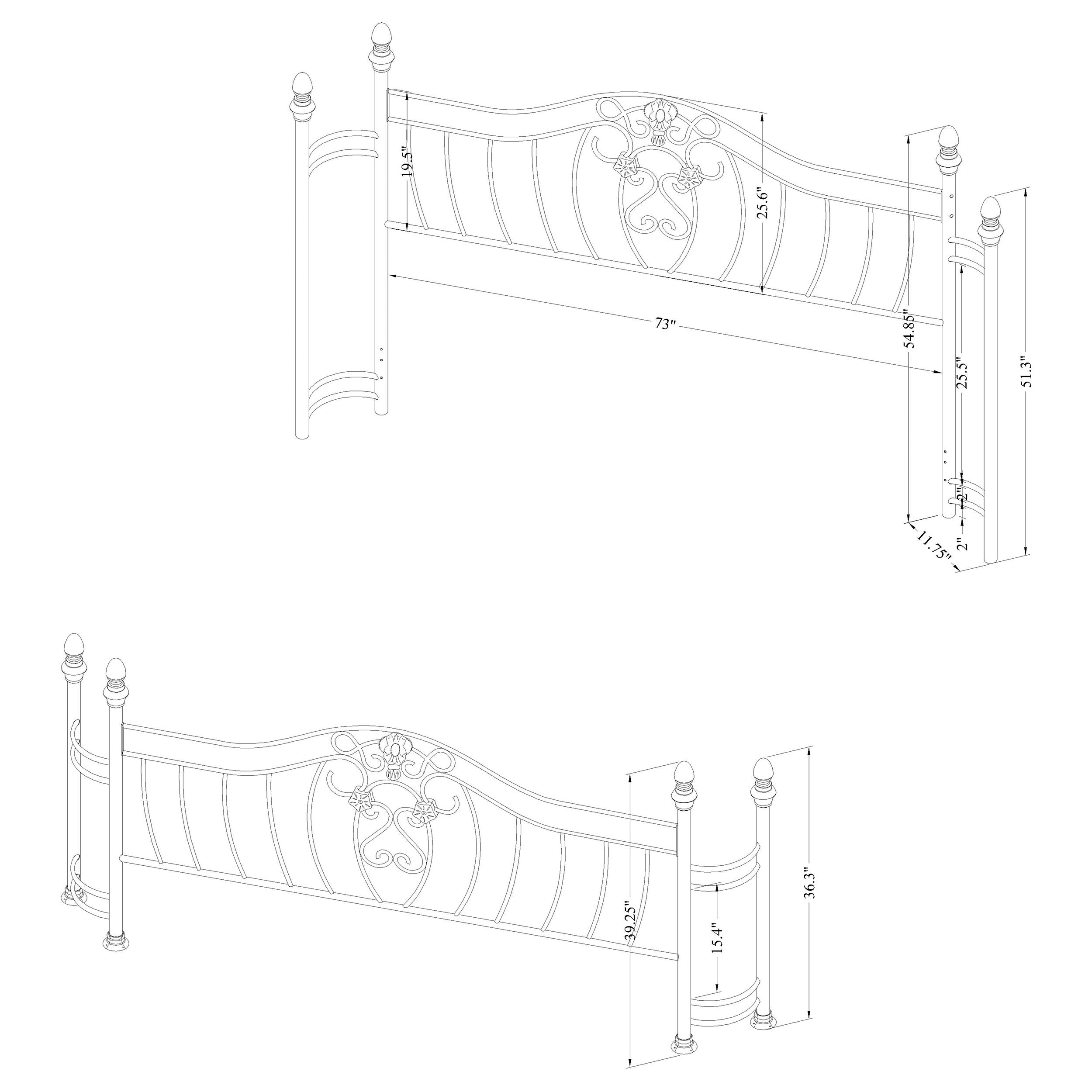 Sydney Metal Queen Open Frame Bed Brushed Gold