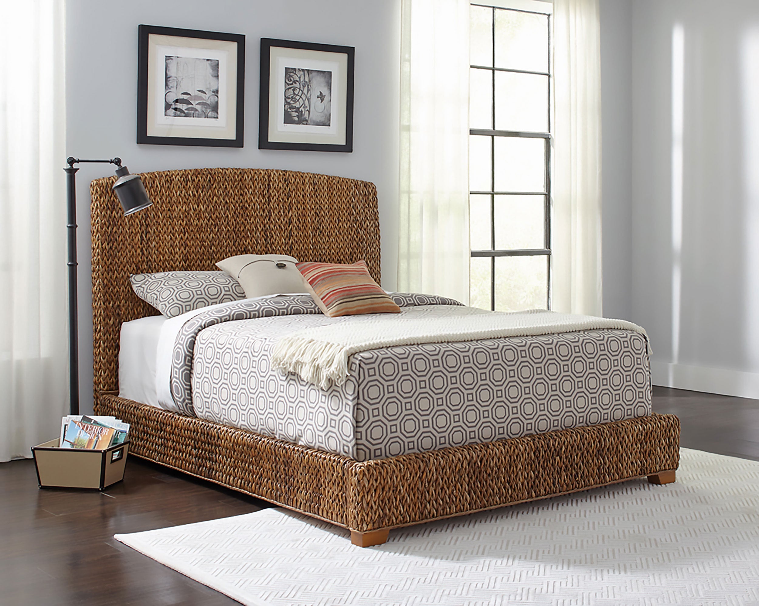 Laughton Banana Leaf Panel Bed Amber