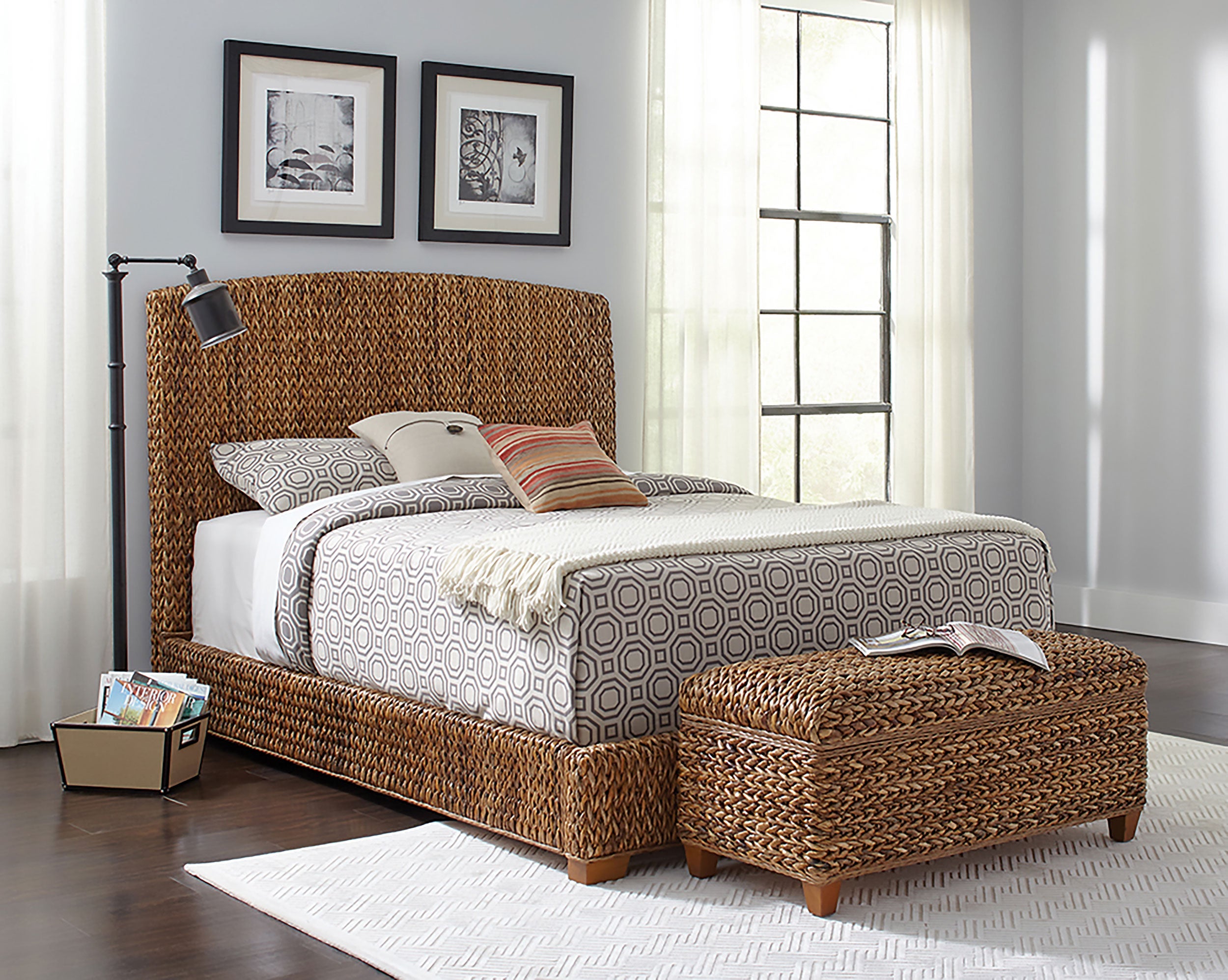 Laughton Banana Leaf Panel Bed Amber