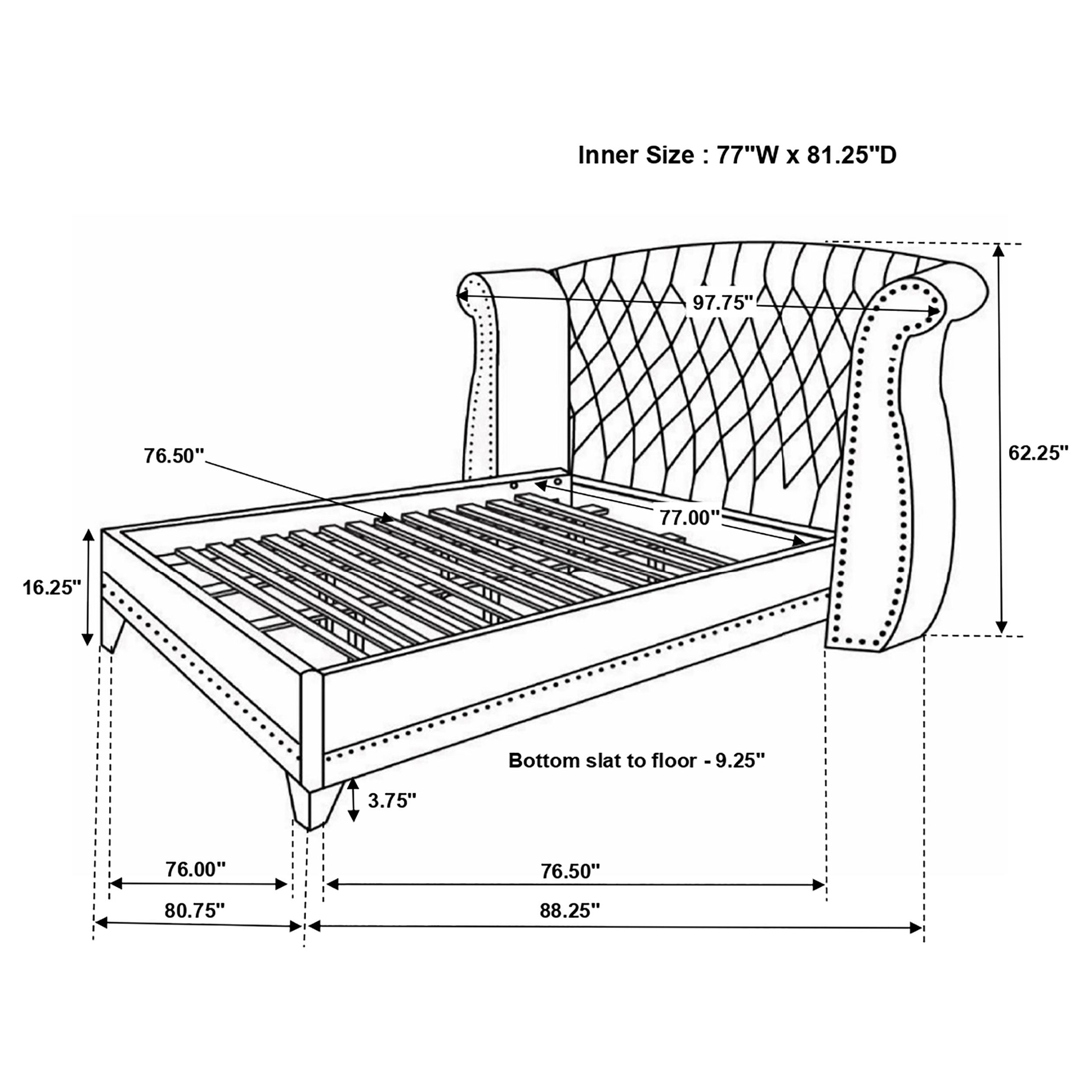 Barzini  Tufted Upholstered Bed Black