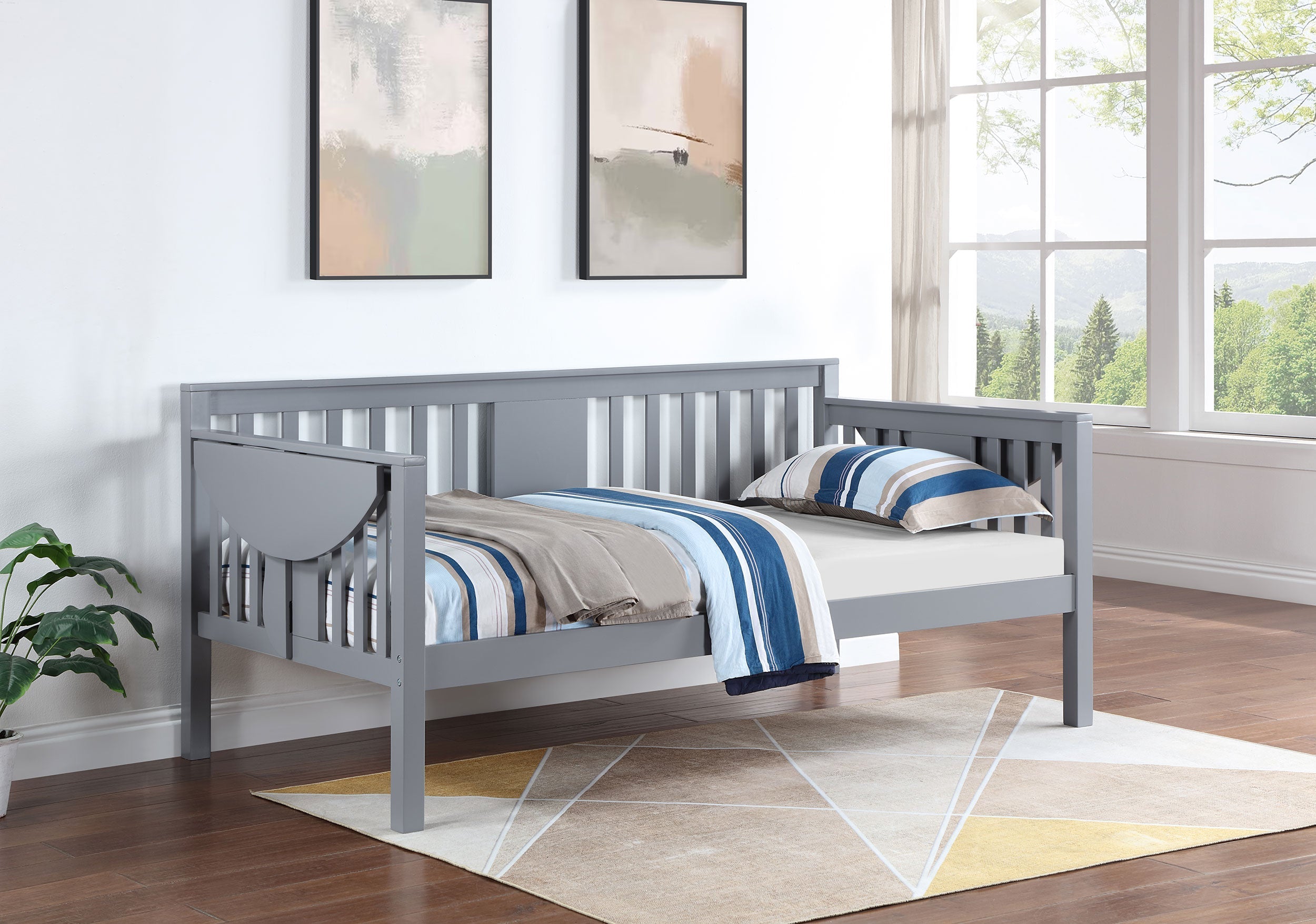 Bethany Wood Twin Daybed with Drop-down Tables White