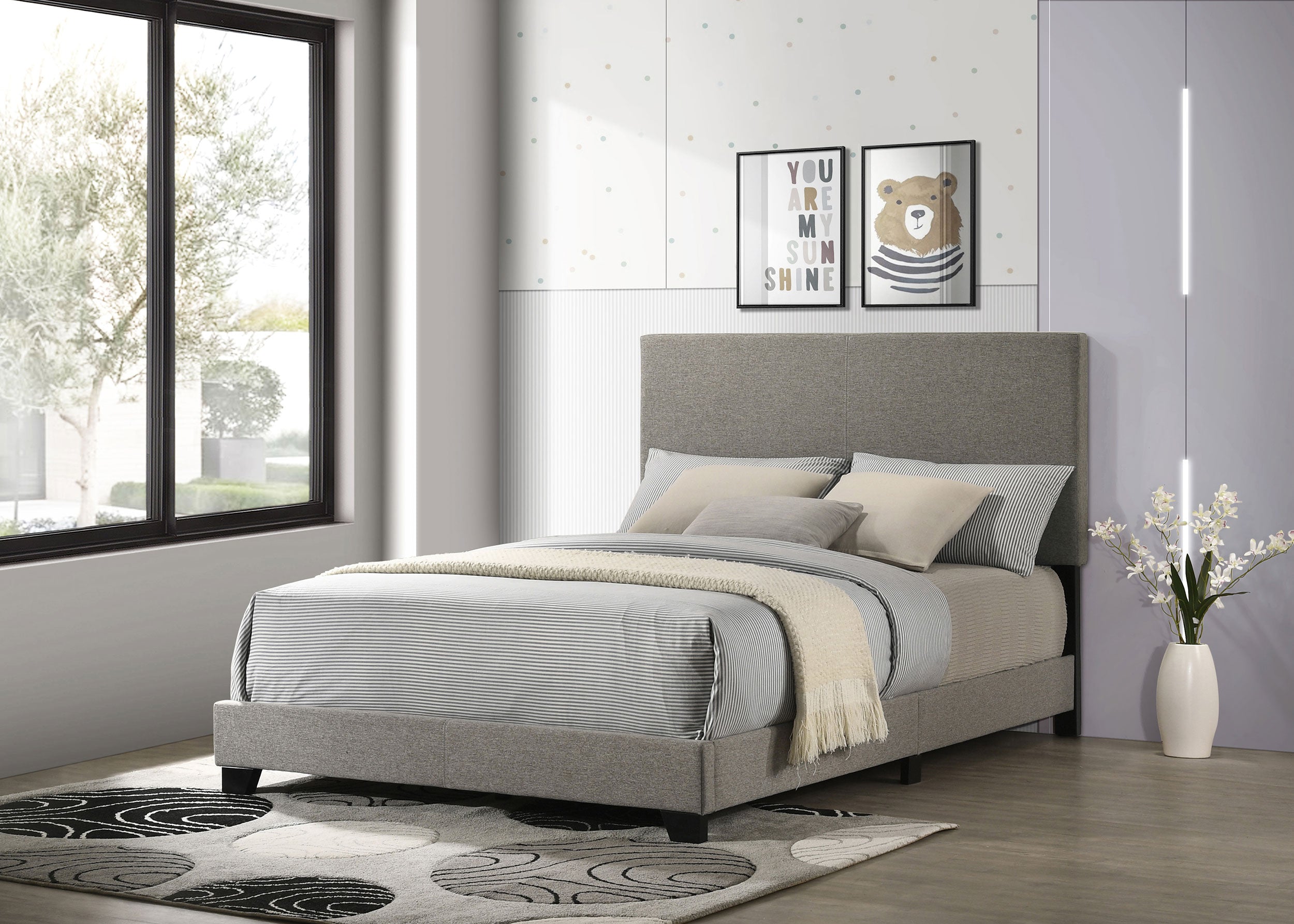 Dorian Fabric Upholstered Panel Bed Taupe
