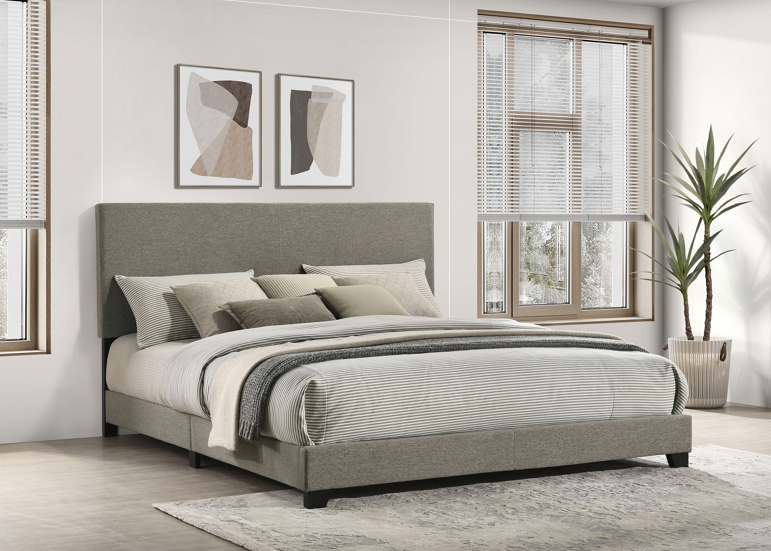 Dorian Fabric Upholstered Panel Bed Taupe