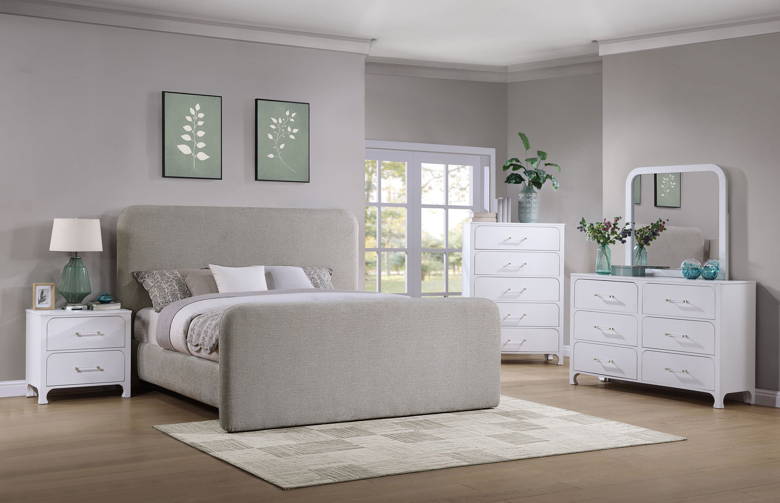 Wren Upholstered  Platform Bed Grey