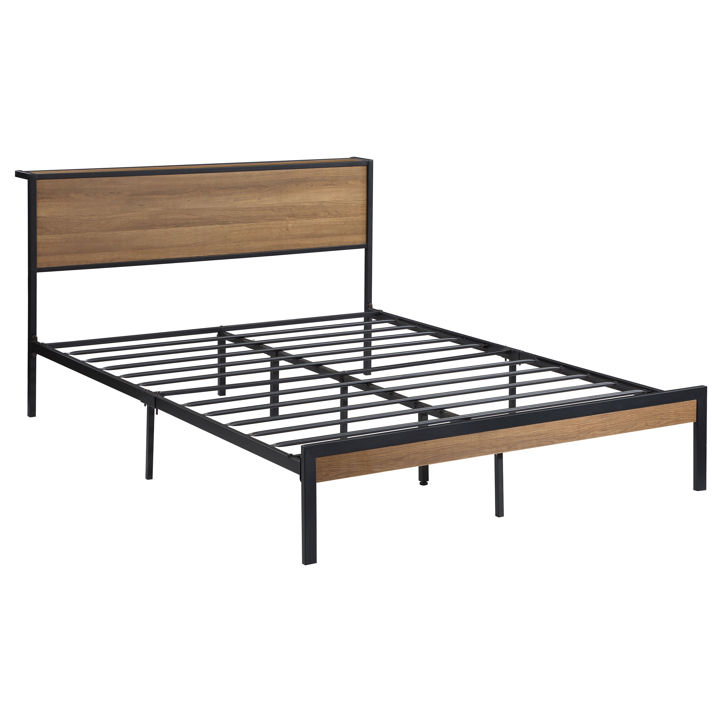 Ricky  Platform Bed Light Oak and Black