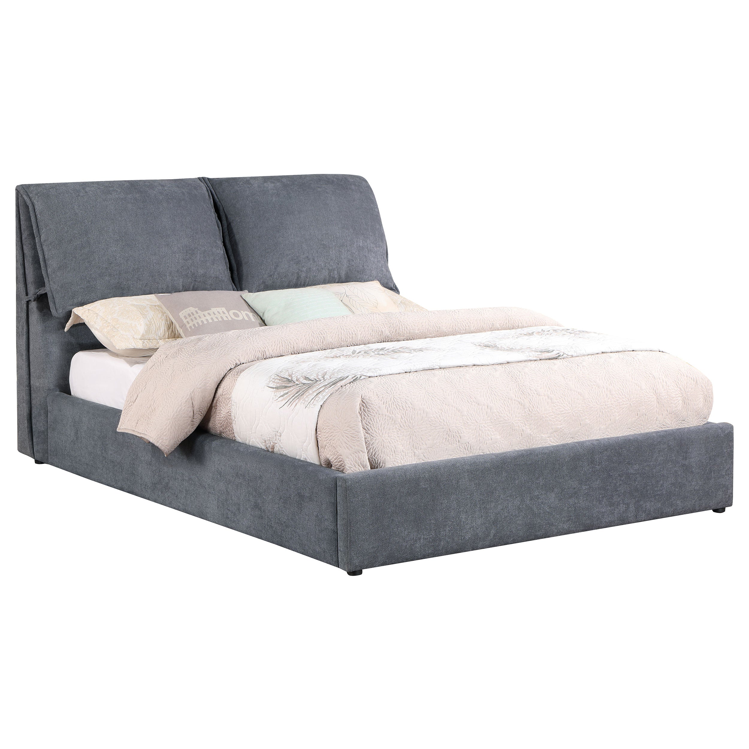 Laurel Upholstered  Panel Bed Dark Grey