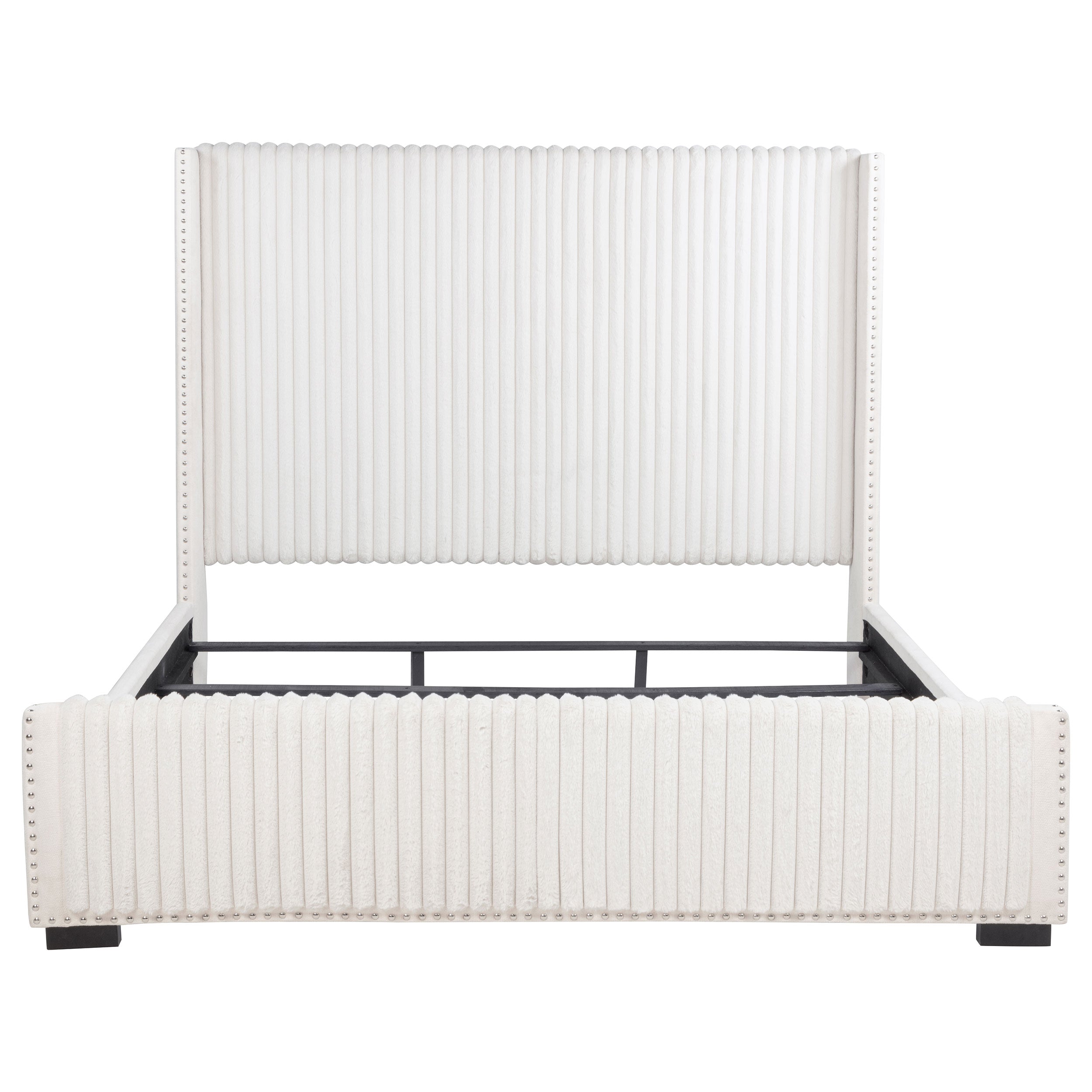 Natasha 65-inch Upholstered Queen Wingback Bed Cream