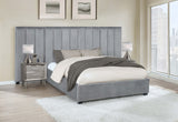 Arles Upholstered Bedroom Set Grey with Side Panels