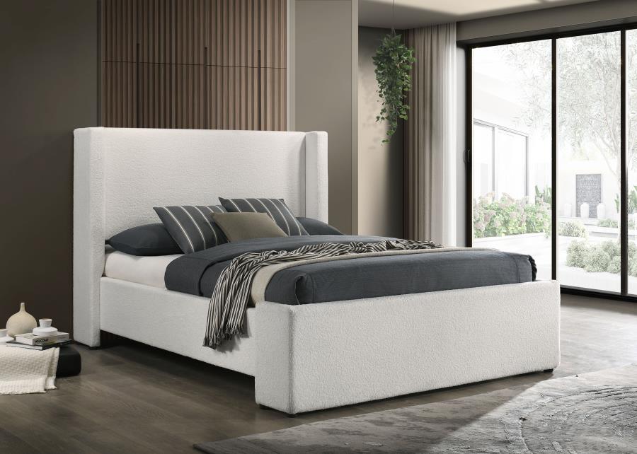 Alamosa Boucle Upholstered Wingback Bed
