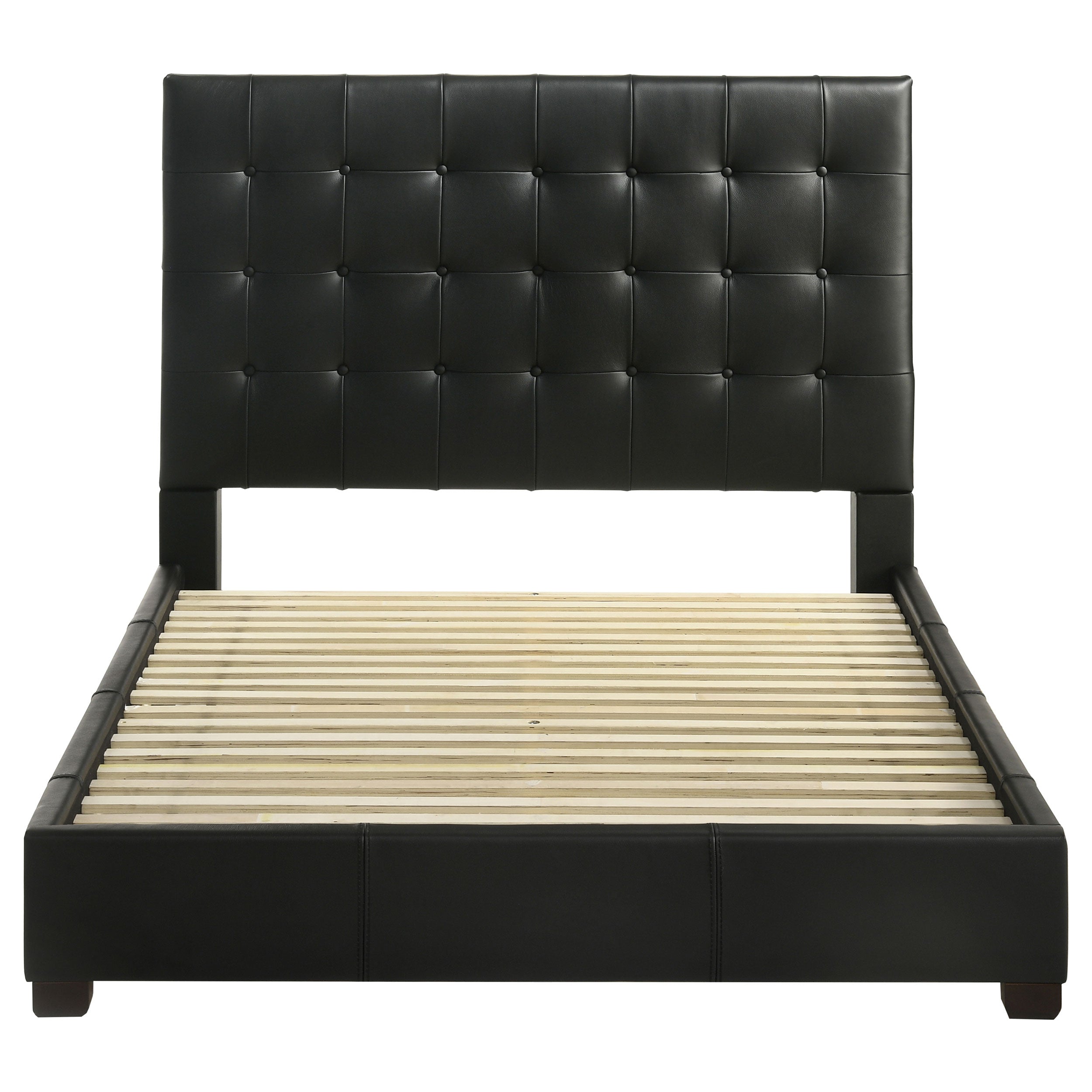Medley Genuine Leather Panel Platform Bed Black