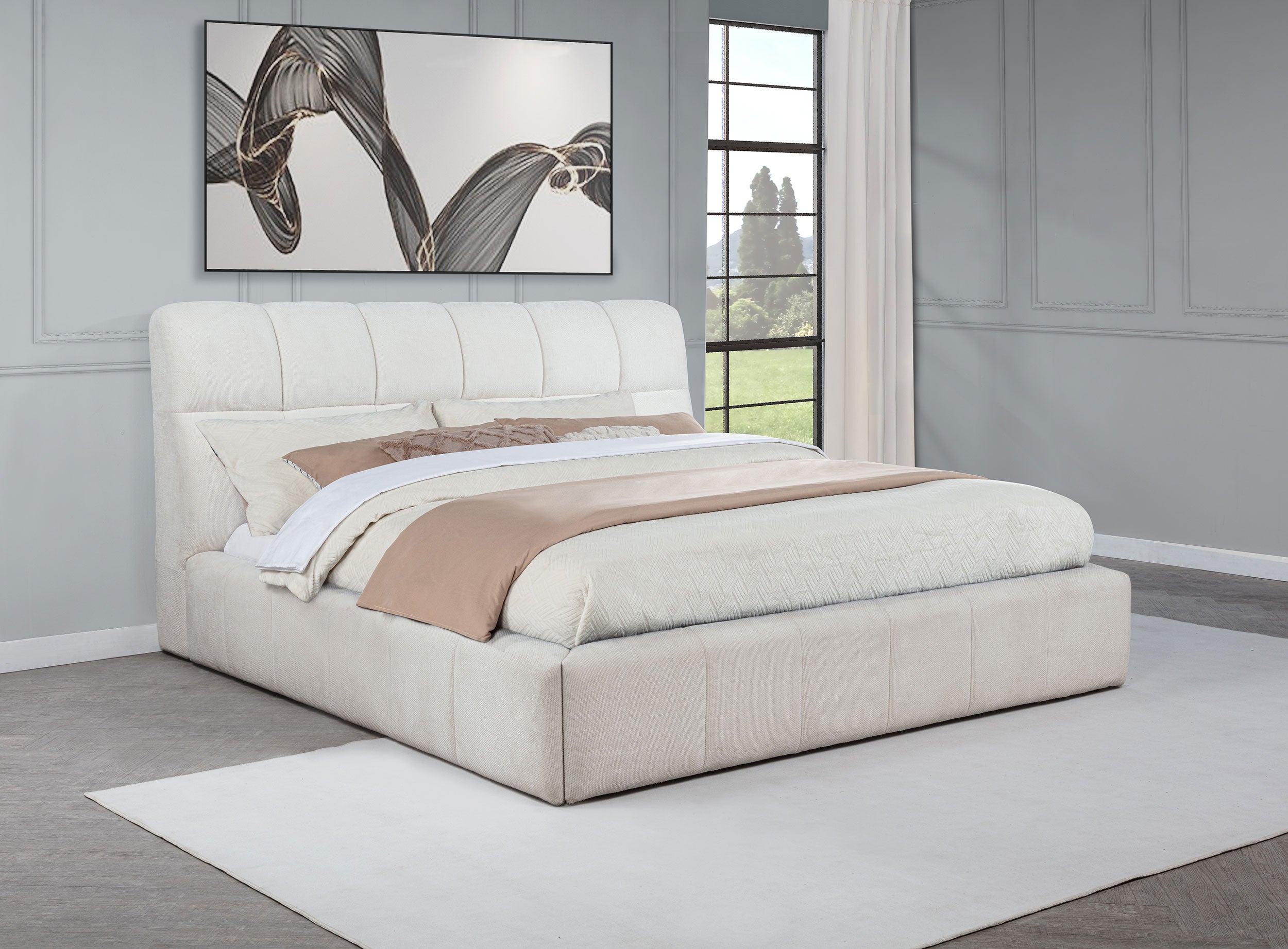 Nollet 48-inch Upholstered Panel Platform Bed