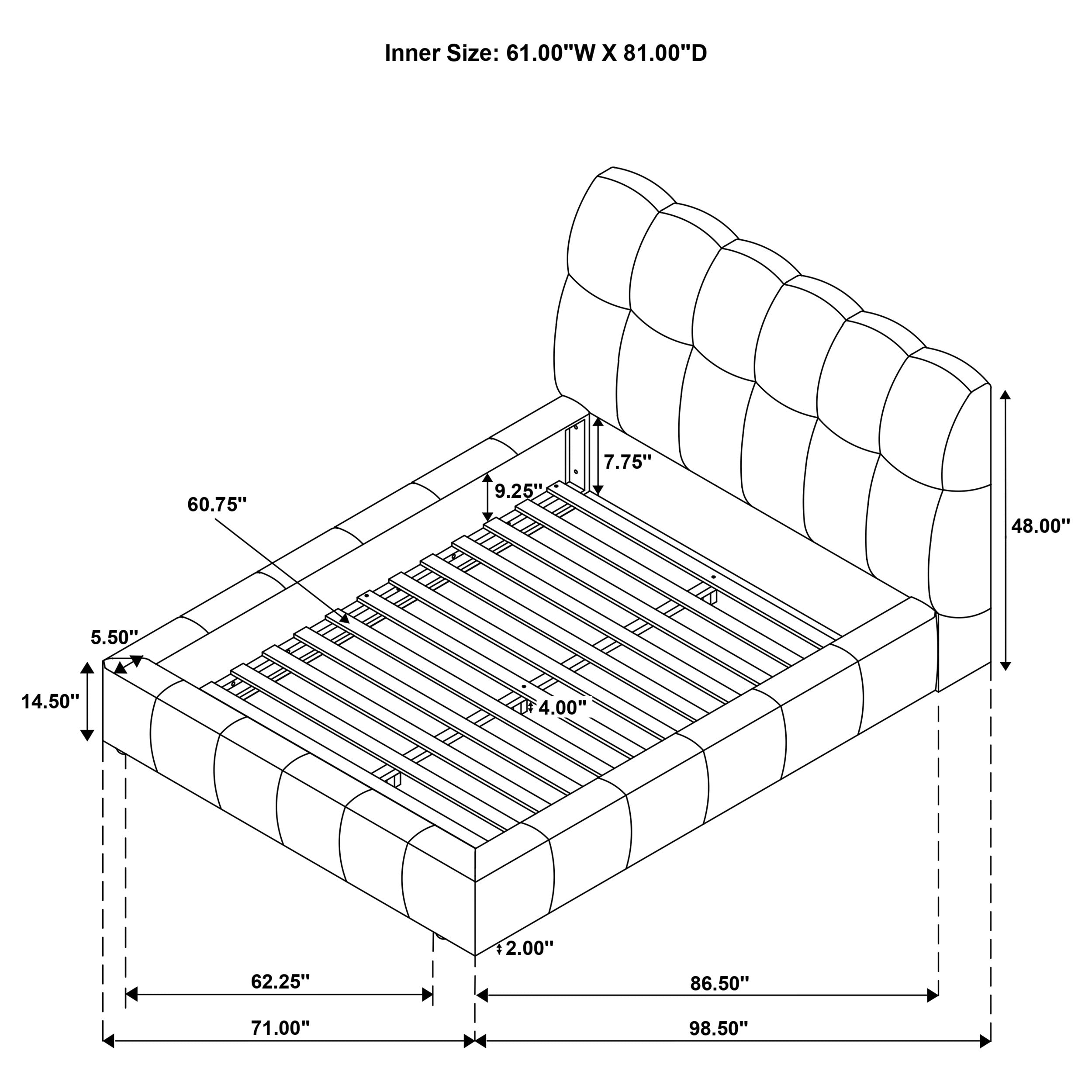 Nollet 48-inch Upholstered Panel Platform Bed