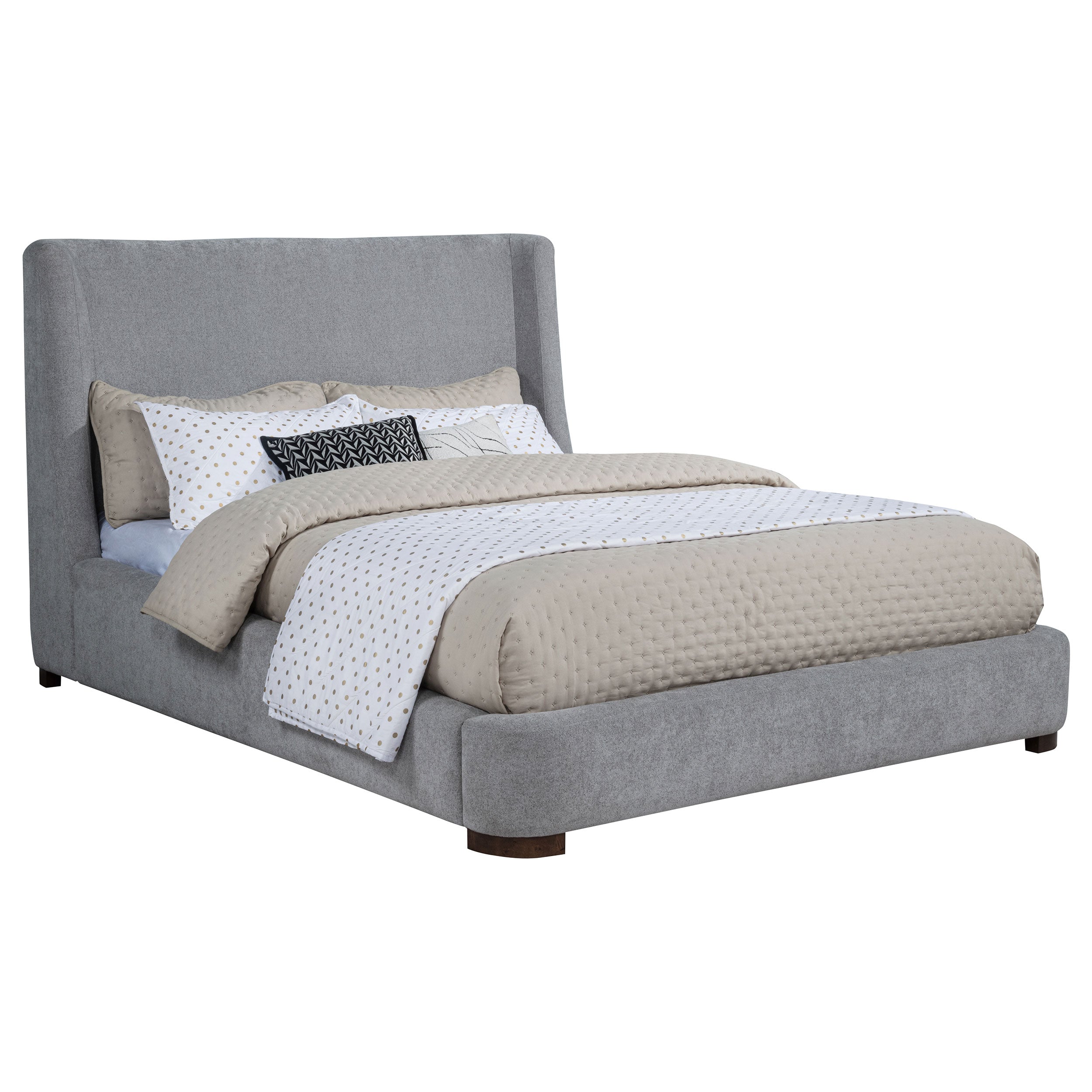 Rennes Upholstered  Wingback Platform Bed Grey