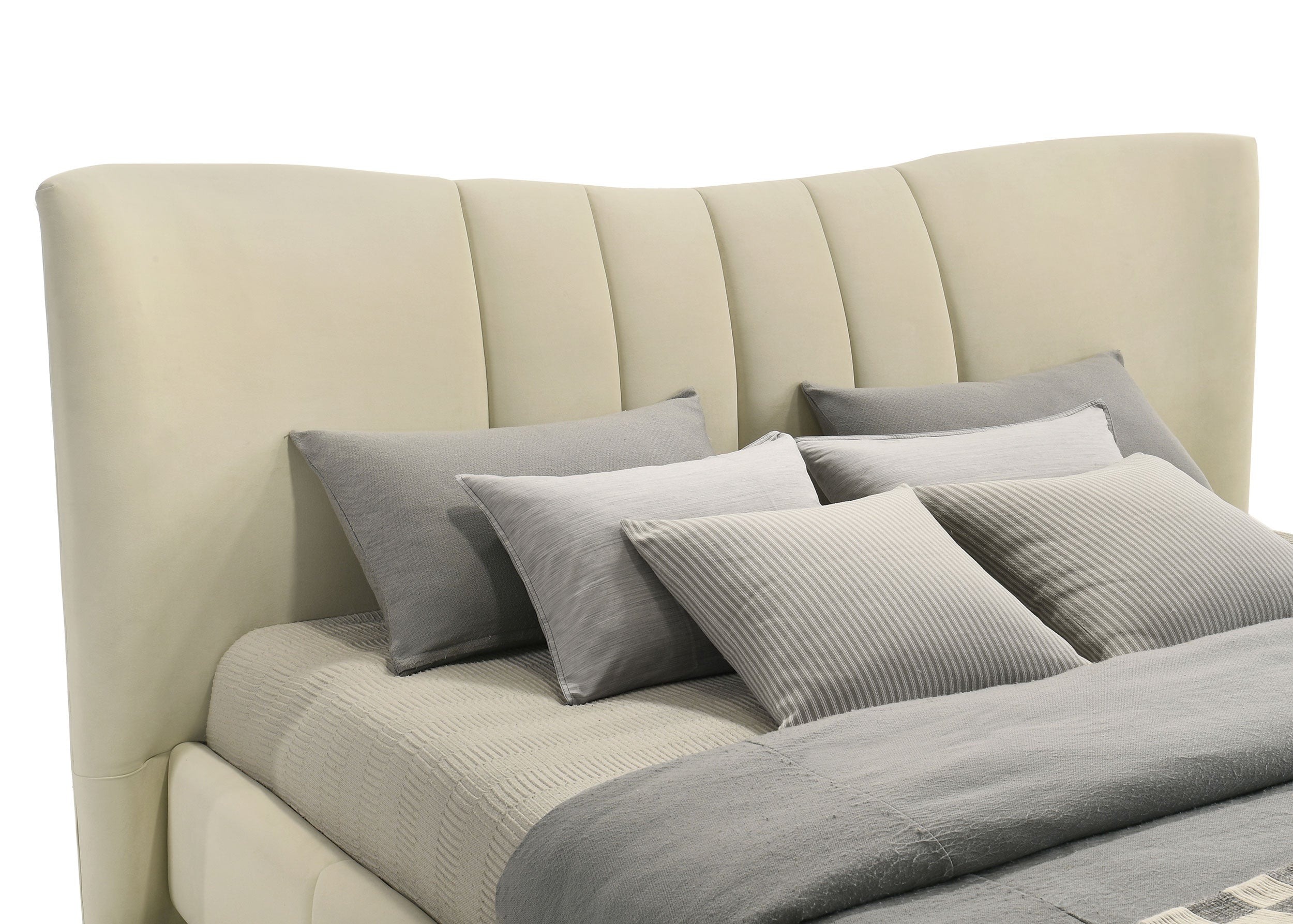 Evelyn Upholstered Panel Platform Bed Ivory