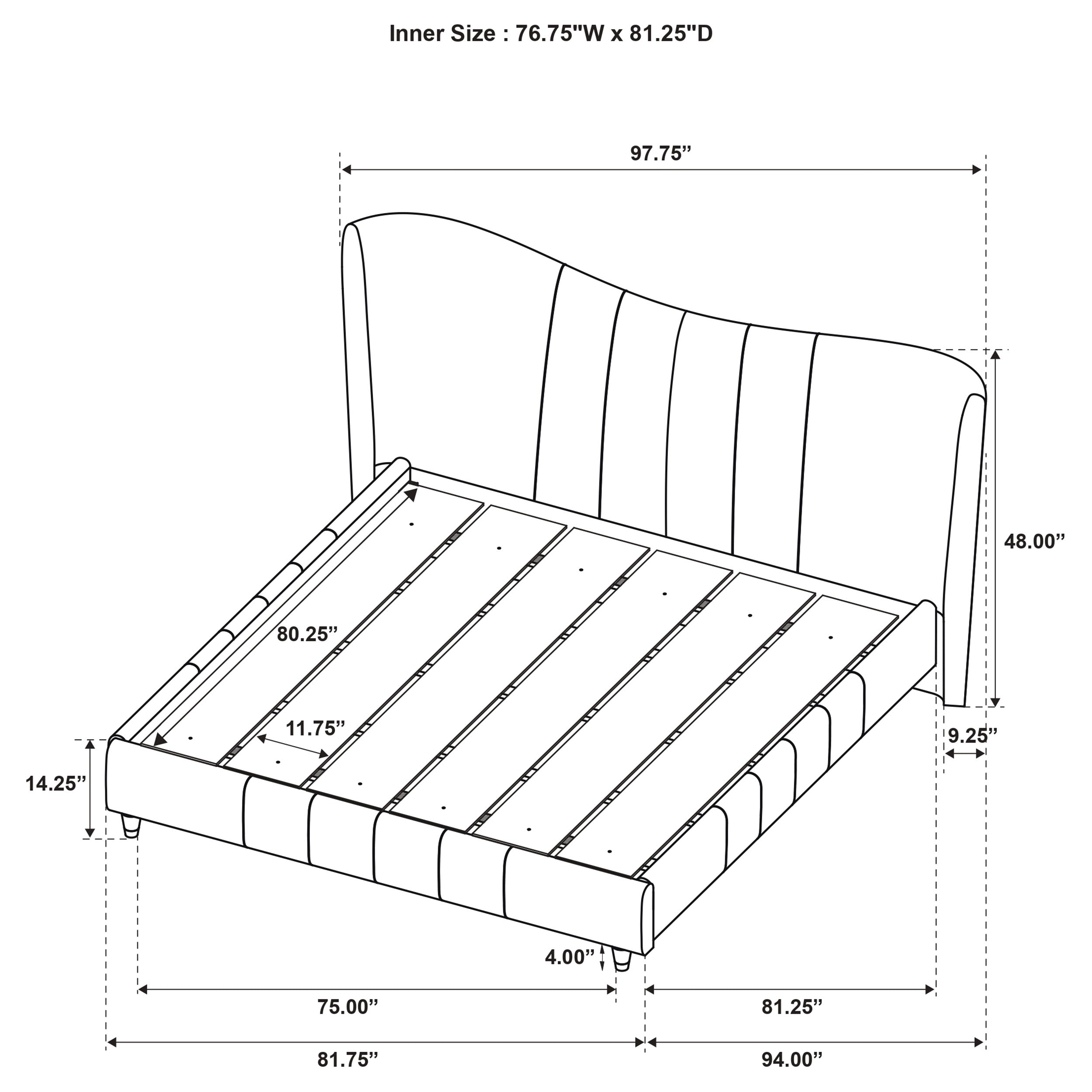 Evelyn Upholstered Panel Platform Bed Ivory
