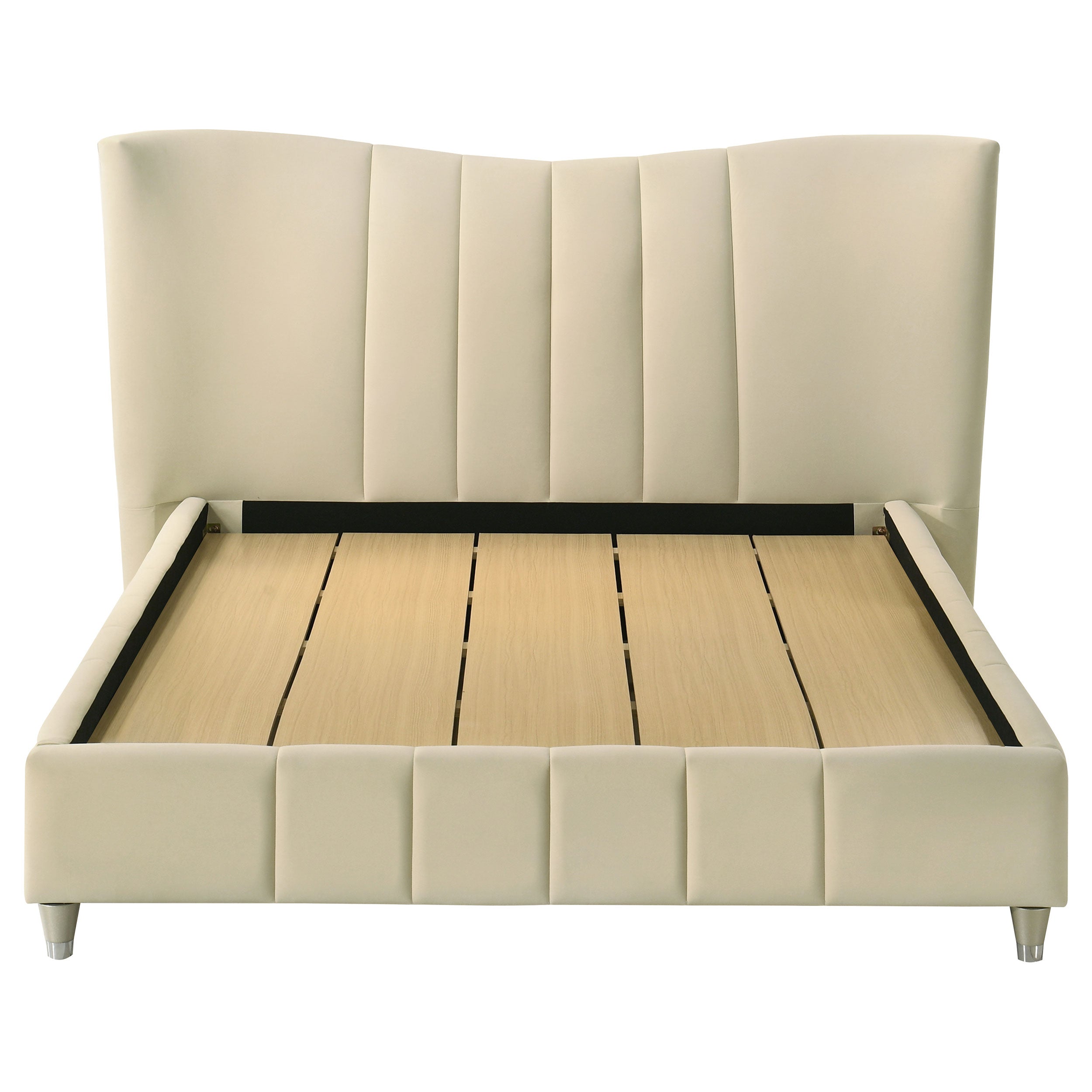 Evelyn Upholstered Panel Platform Bed Ivory