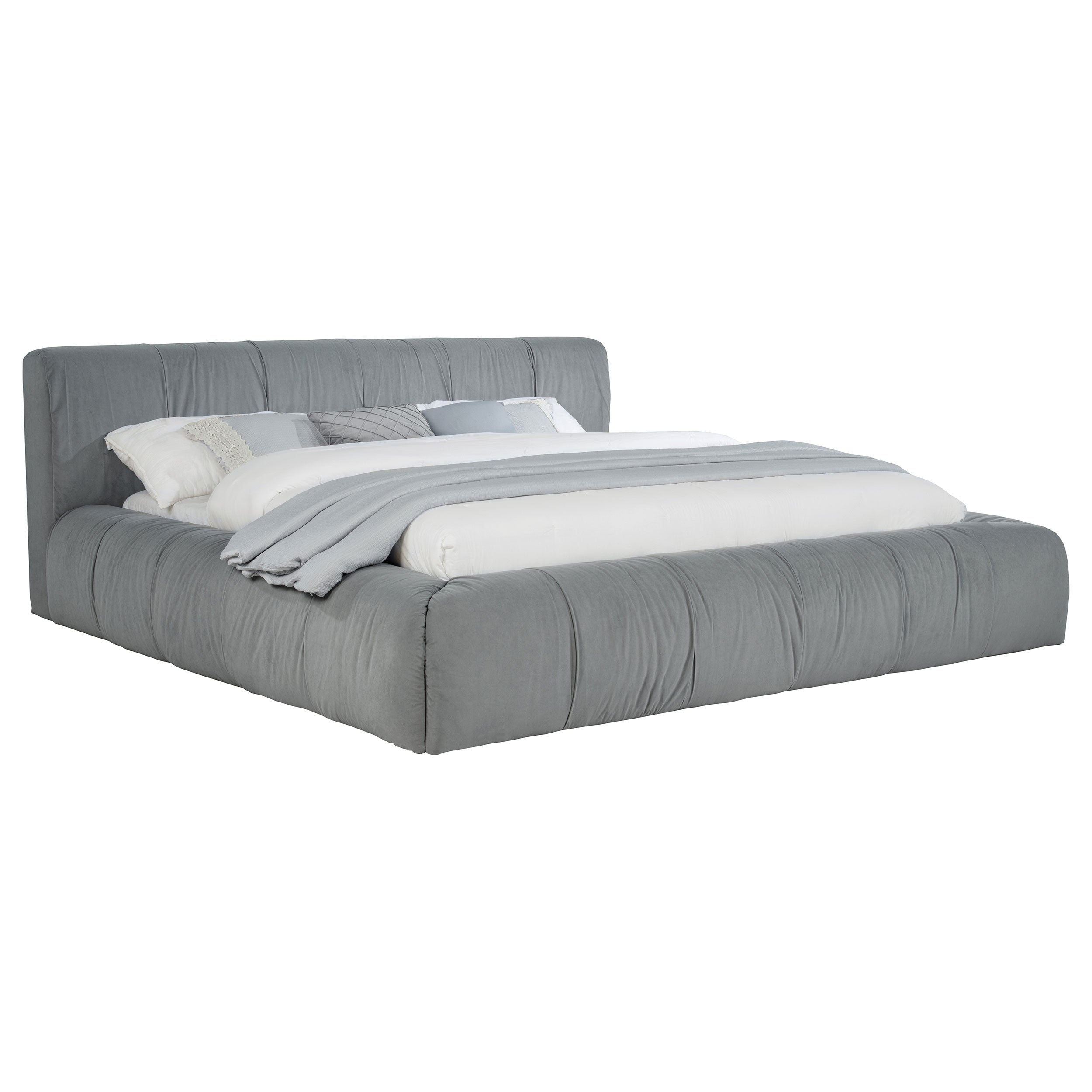 Wilshire Upholstered Queen Platform Bed Grey