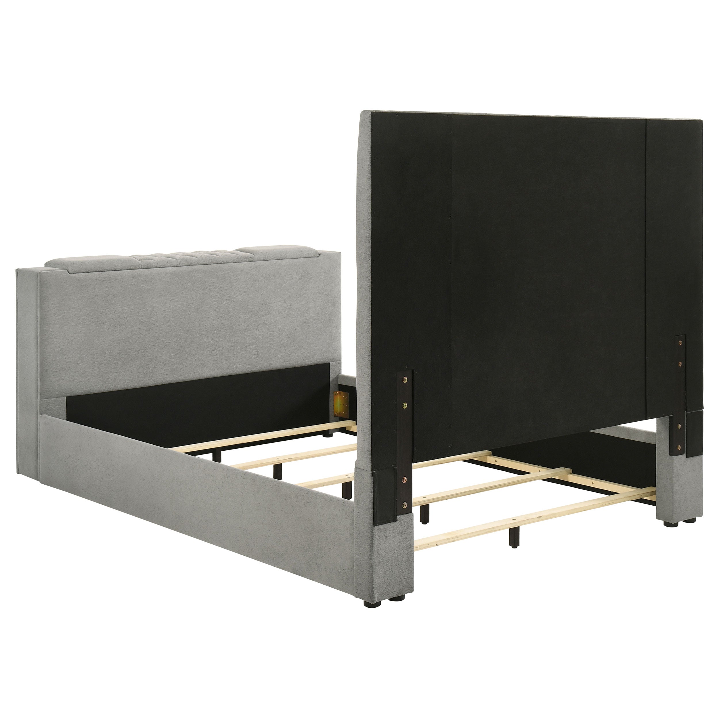 Tara 61-inch Upholstered  Panel TV Bed Grey