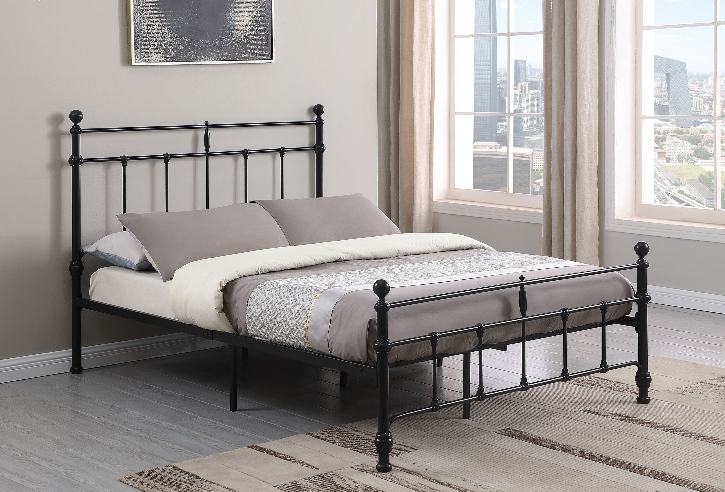 Novak 48-inch Metal Queen Open Frame Bed Matte Black