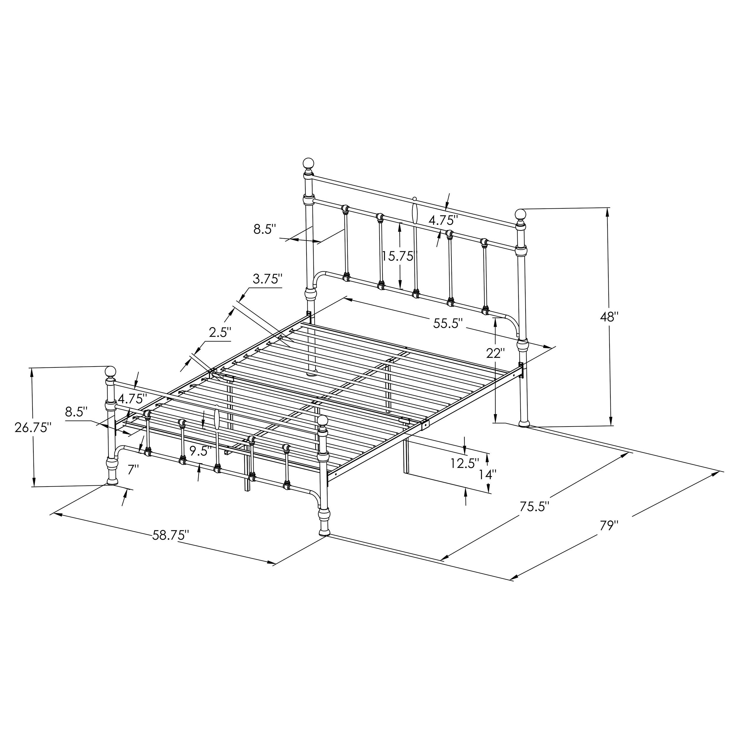 Novak 48-inch Metal Queen Open Frame Bed Matte Black