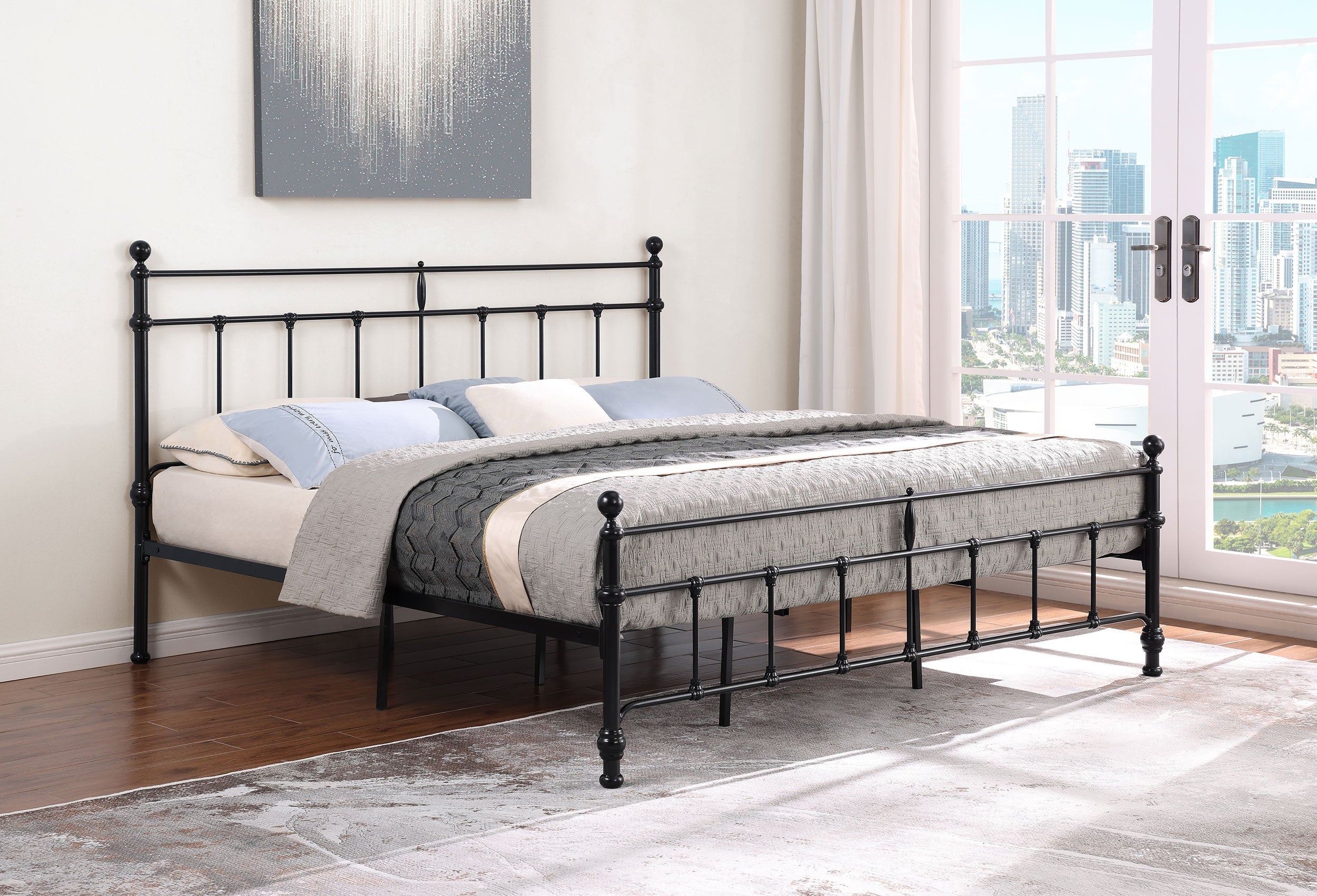 Novak 48-inch Metal Queen Open Frame Bed Matte Black