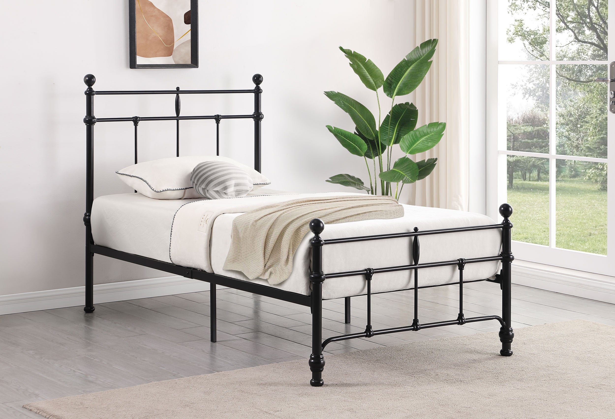 Novak 48-inch Metal Queen Open Frame Bed Matte Black