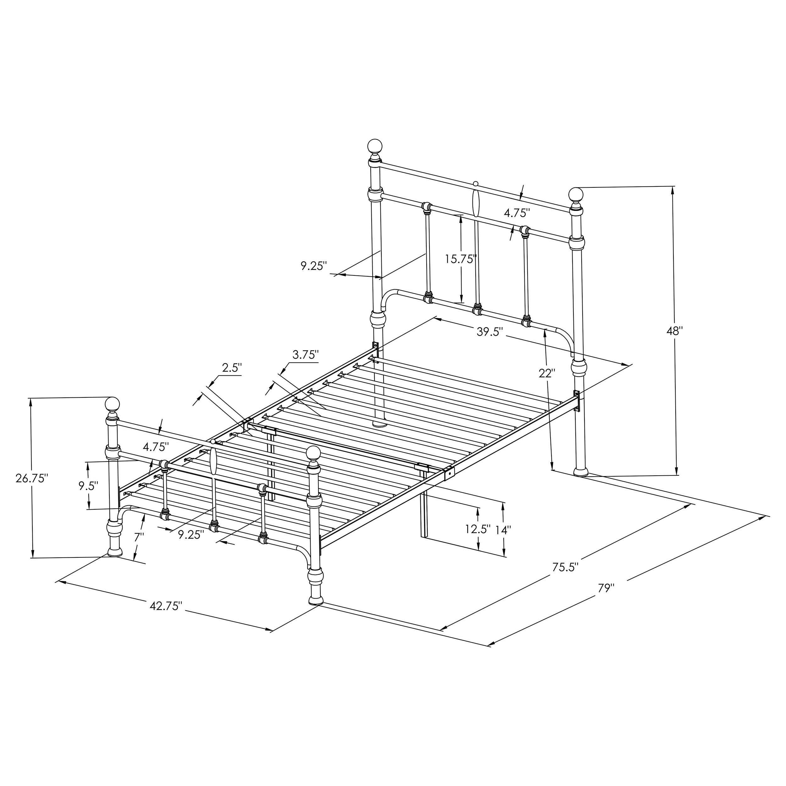 Novak 48-inch Metal Queen Open Frame Bed Matte Black