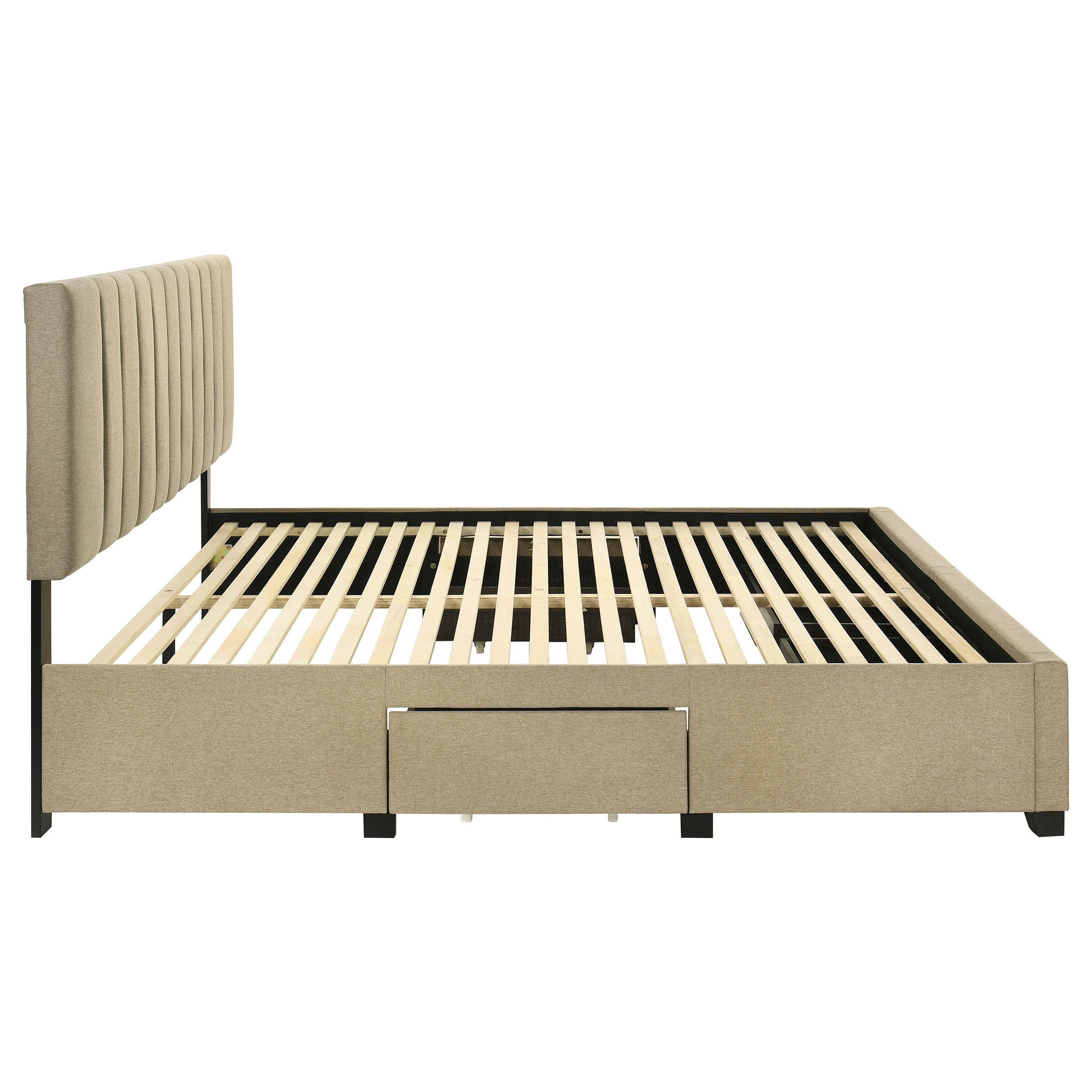 Wheatland 4-drawer Upholstered Storage Bed Light Brown