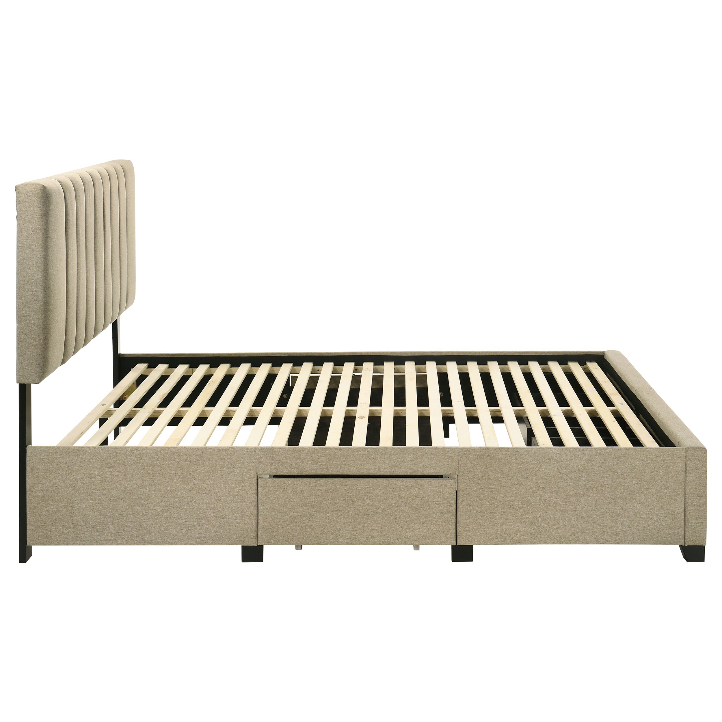 Wheatland 4-drawer Upholstered Storage Bed Light Brown